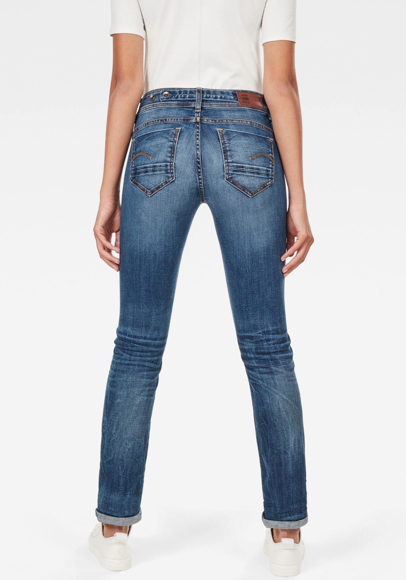 G-Star RAW Straight-Jeans »Midge Straight Women«, mit Used-Effekten