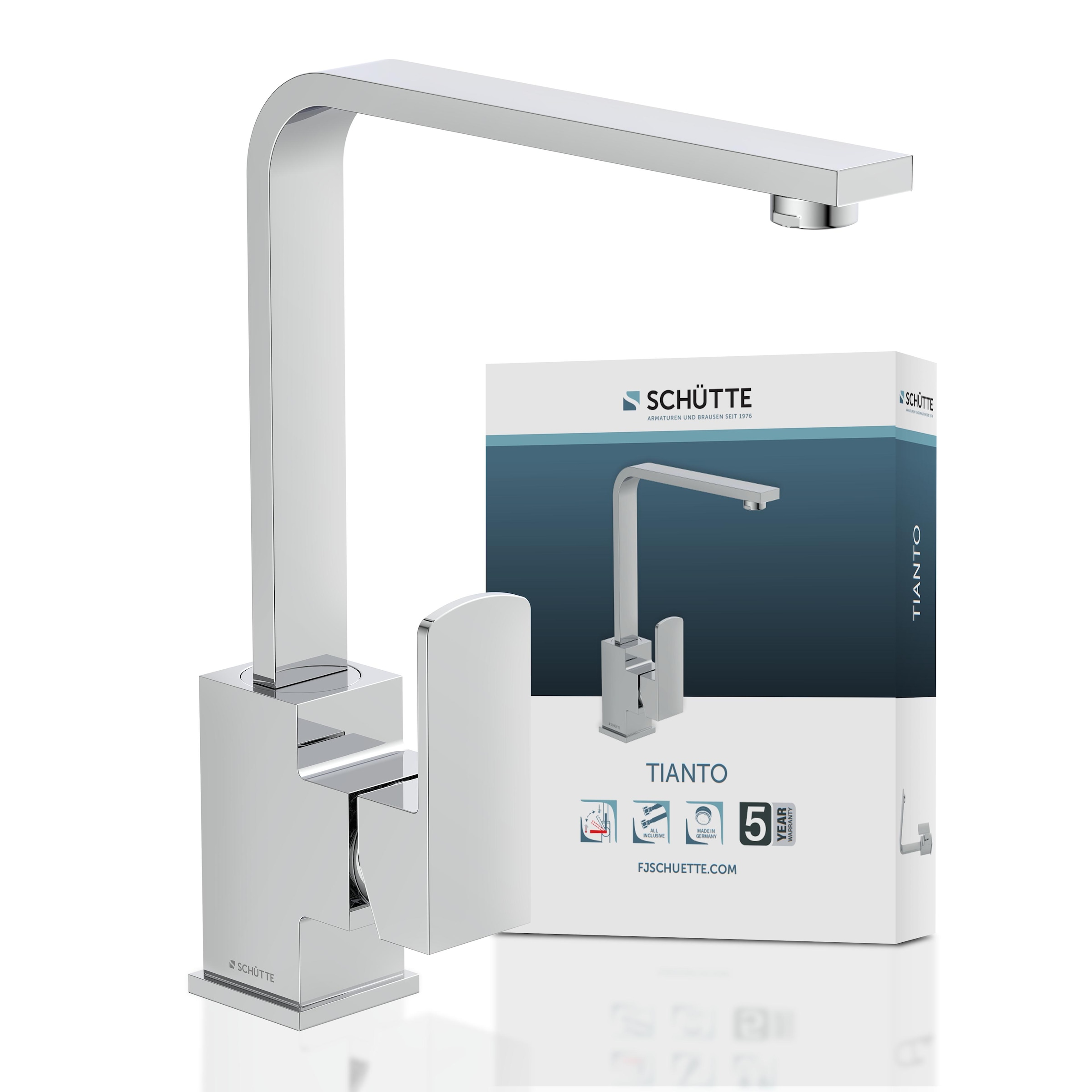 Spültischarmatur SCHÜTTE, silber, Küche, Armaturen, "Tianto", 360 schwenkbarer Wasserhahn, Mischbatterie, Chrom, Hochdruck