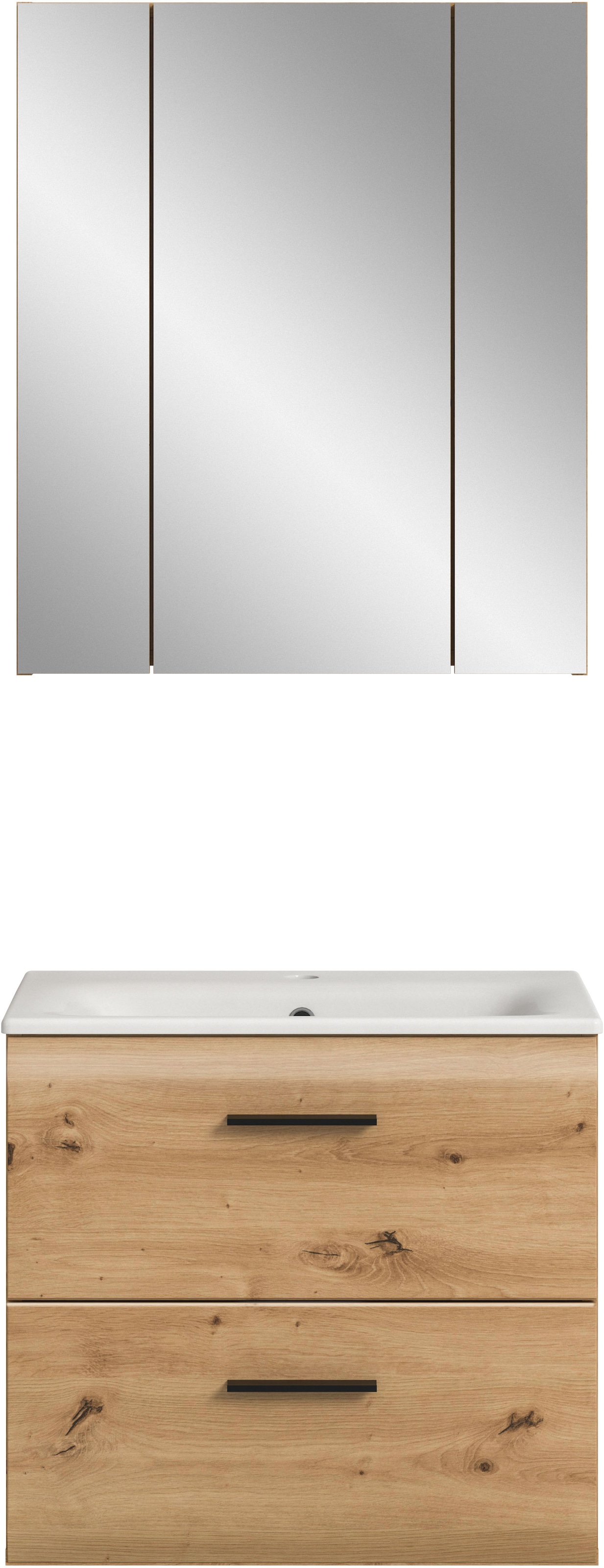 INOSIGN Badezimmer-Set, (Set, 3 St.), Florenz, Badkombination 3-tlg., Artisan Oak NB, inkl. Waschbecken