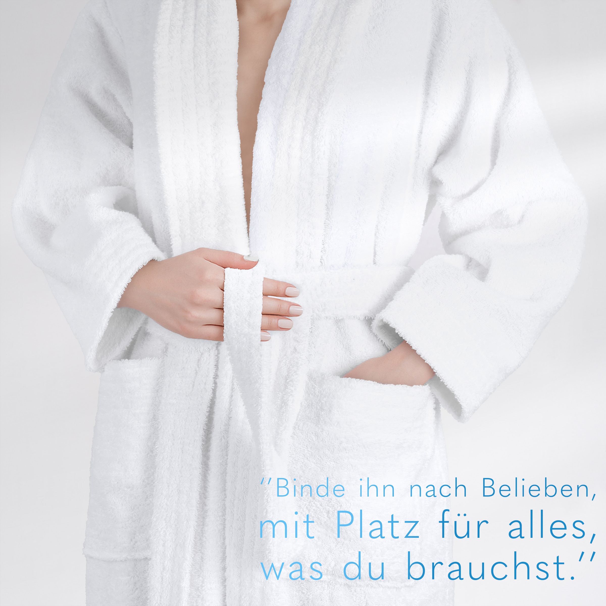 HAMMETEX Damenbademantel »Ren, 100% Baumwolle« 380 g/m² Frottee Bademantel mit Taschen – Saugfähig & Weich