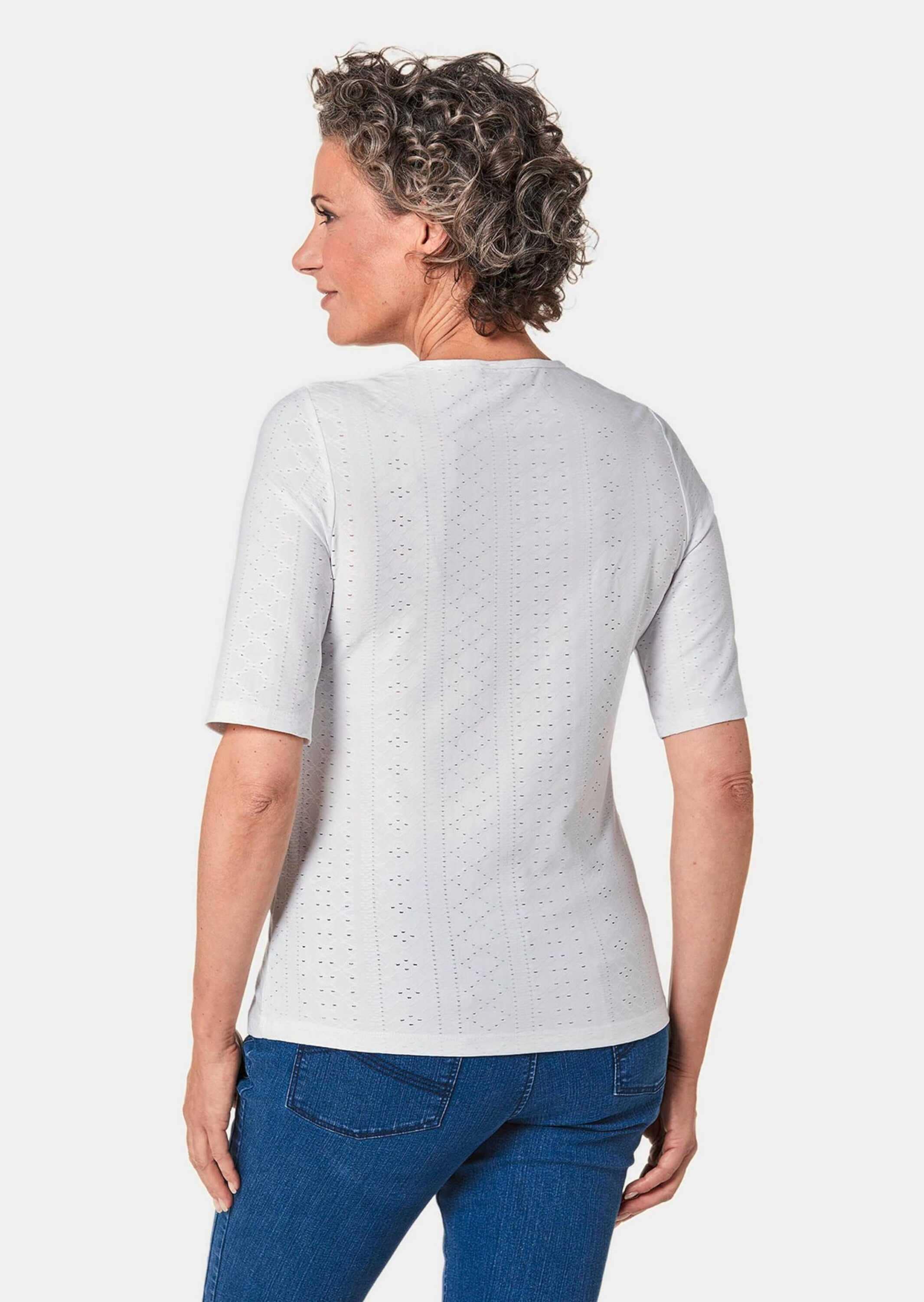 GOLDNER Kurzarmshirt »Kurzgröße Feminines Spitzenshirt«