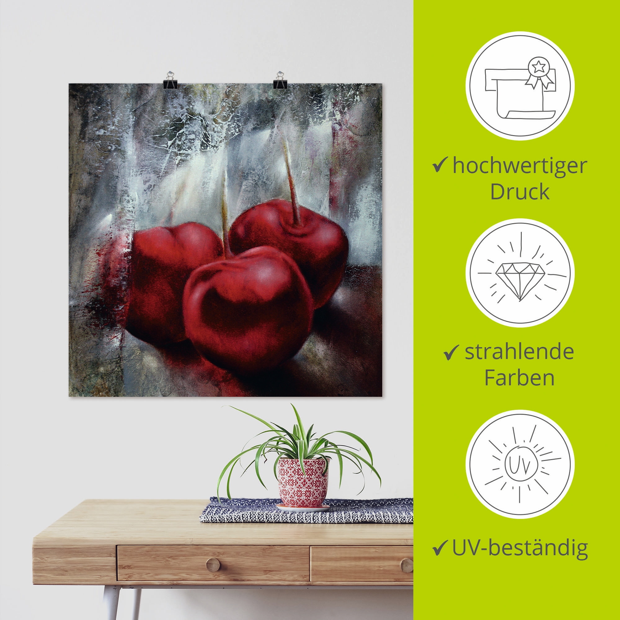 Artland Wandbild »Kirschen«, Speisen, (1 St.), als Leinwandbild, Poster in verschied. Größen