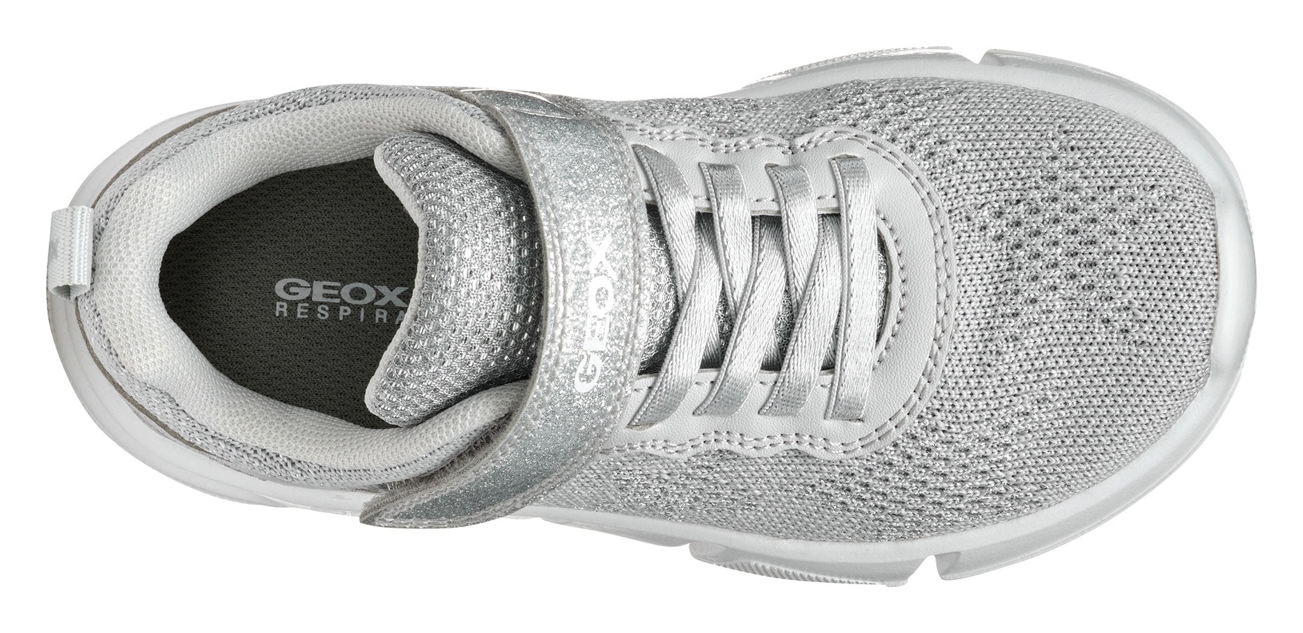 Geox Sneaker »J ARIL GIRL«, Knitwear Sneaker, Klettschuh mit glitzerndem Klettriegel