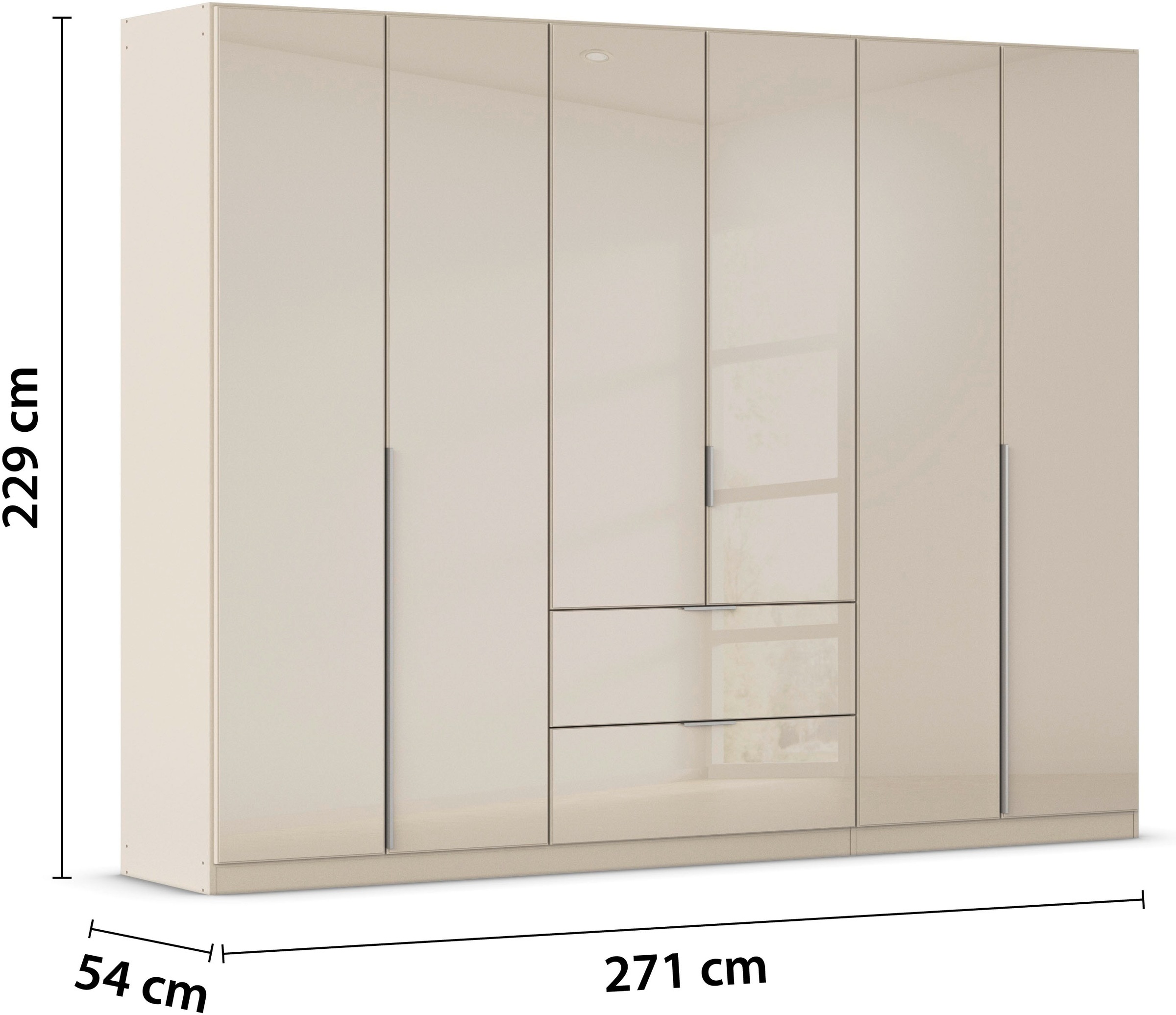 rauch Drehtürenschrank »Kleiderschrank Kleiderschränke Schrank Garderobe AGORDO mit Glasfront«, (in zwei Griff-Farben mit Glasfront), mit Außenschubkästen, in 6 Breiten und 2 Höhen MADE IN GERMANY