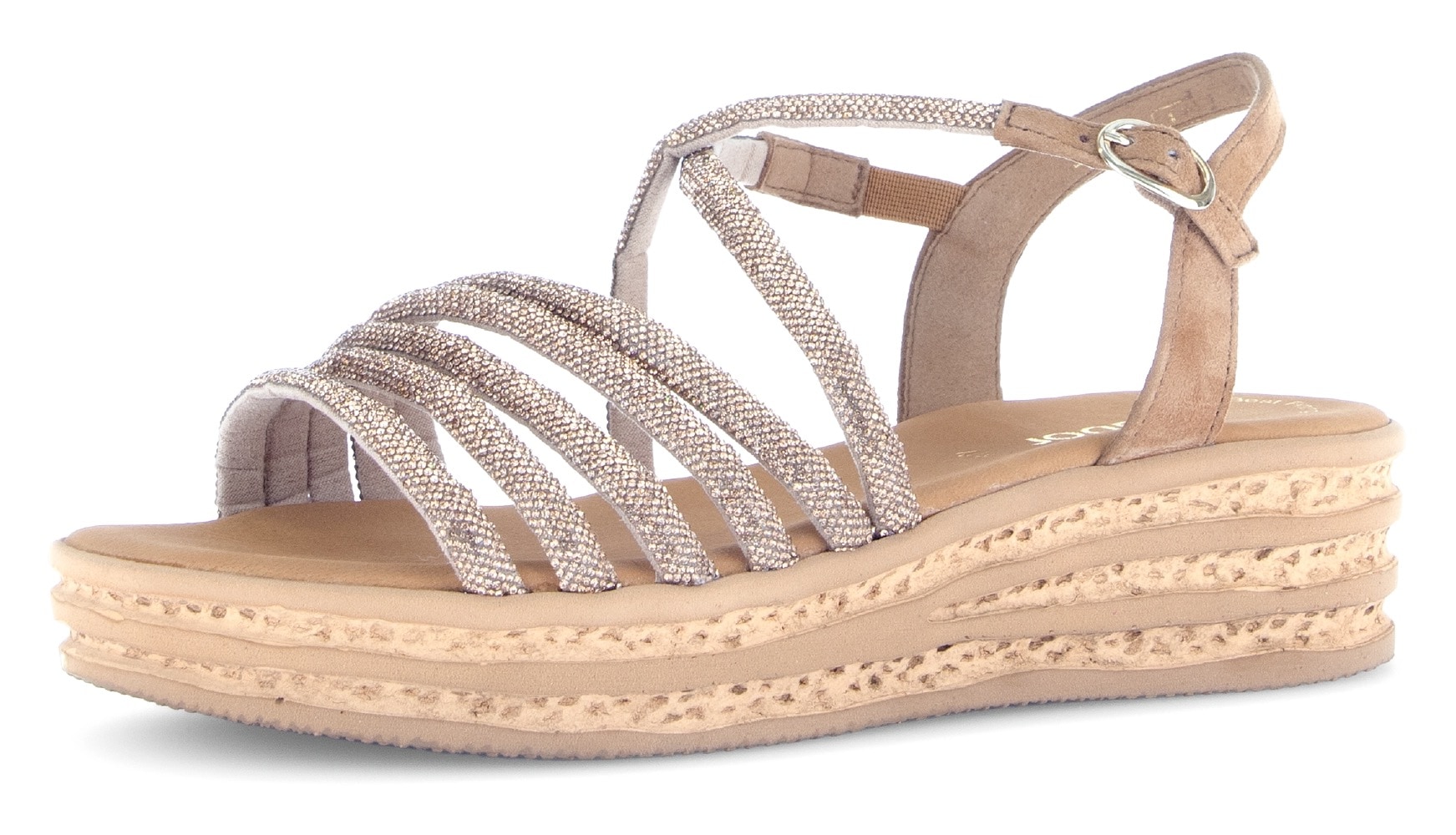 Gabor Keilsandalette, Plateau, Sommerschuh, Riemchensandale in funkelnder O günstig online kaufen