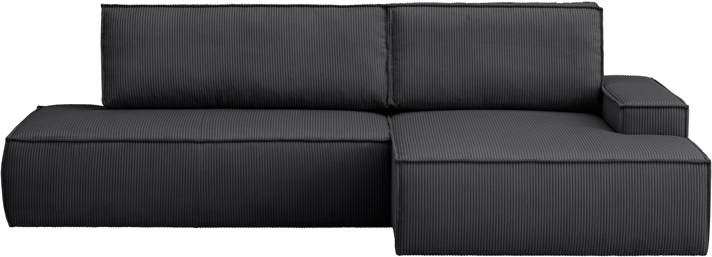 Home affaire Ecksofa »SHERWOOD,  Schlafsofa in L-Form offen (275cm), Cord, Leinenoptik« Schlaffunktion und Bettkasten, Kedernaht, hoher Sitz- & Liegekomfort,