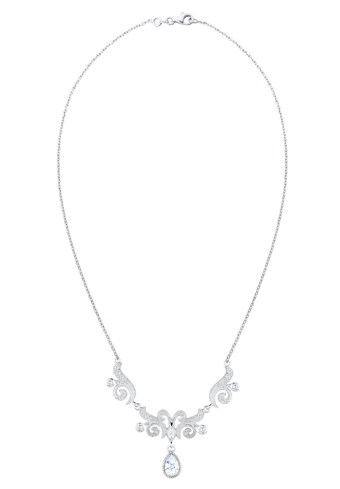 Elli Premium Collierkettchen »Ornament Zirkonia Weiß 925 Sterling Silber«
