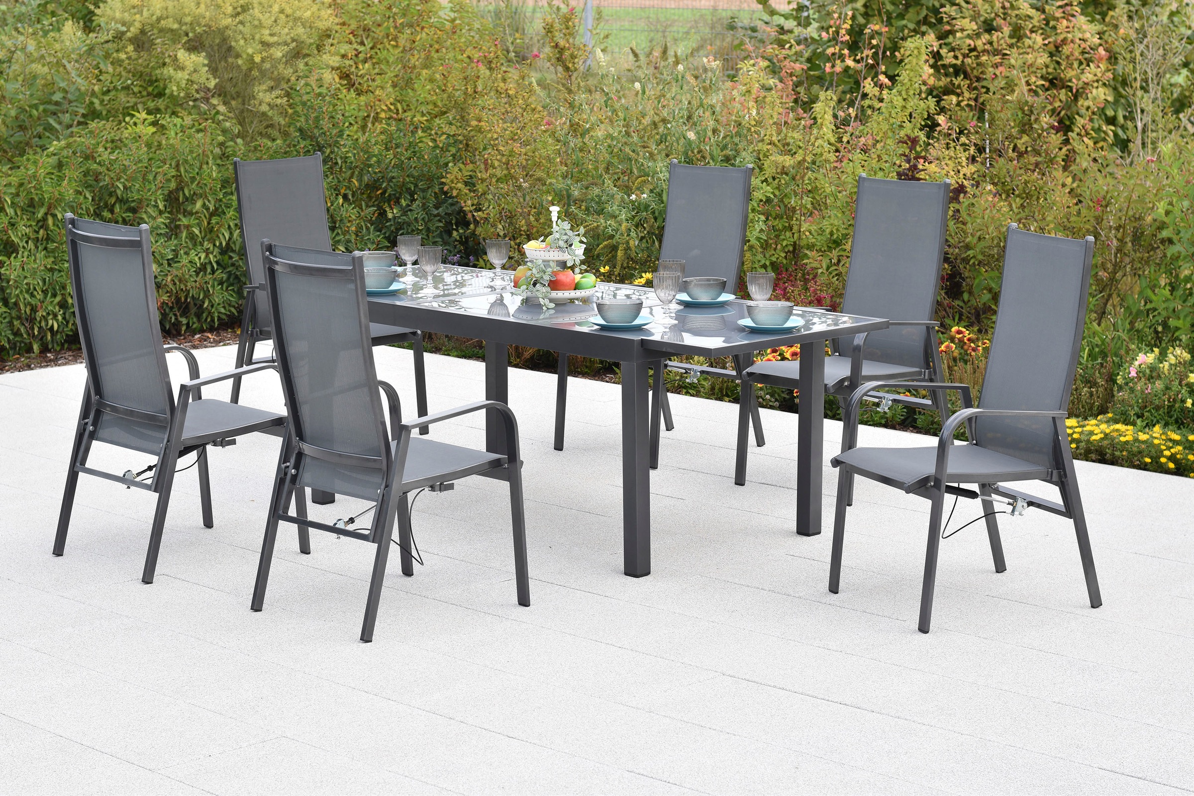 MERXX Garten-Essgruppe »»Alassio««, (Set, 7 tlg.), Rückenlehne verstellbar durch Gasdruckfeder