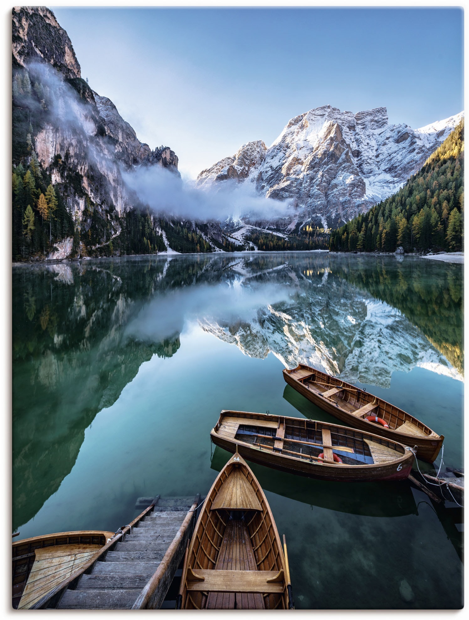 Artland Wandbild "Pragser Wildsee in Südtirol", Bilder von Booten & Schiffen, (1 St.), als Alubild, Outdoorbild, Leinwan