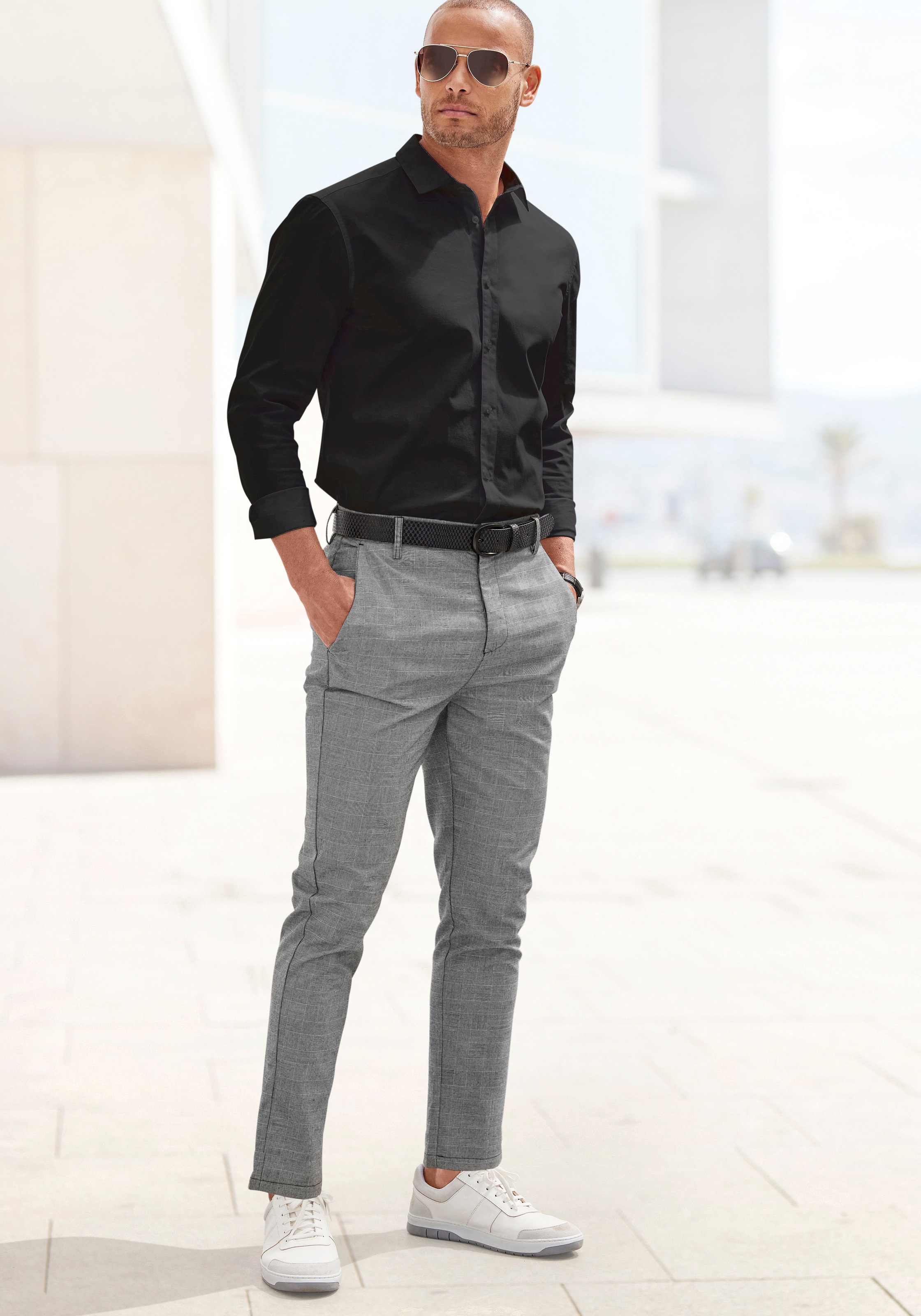 Hüftgürtel AUTHENTIC LE JOGGER "Herrengürtel, Anzuggürtel", Herren, Gr. 85, schwarz, Rindsleder, Gürtel Hüftgürtel, aus Leder, Hüftgürtel 3