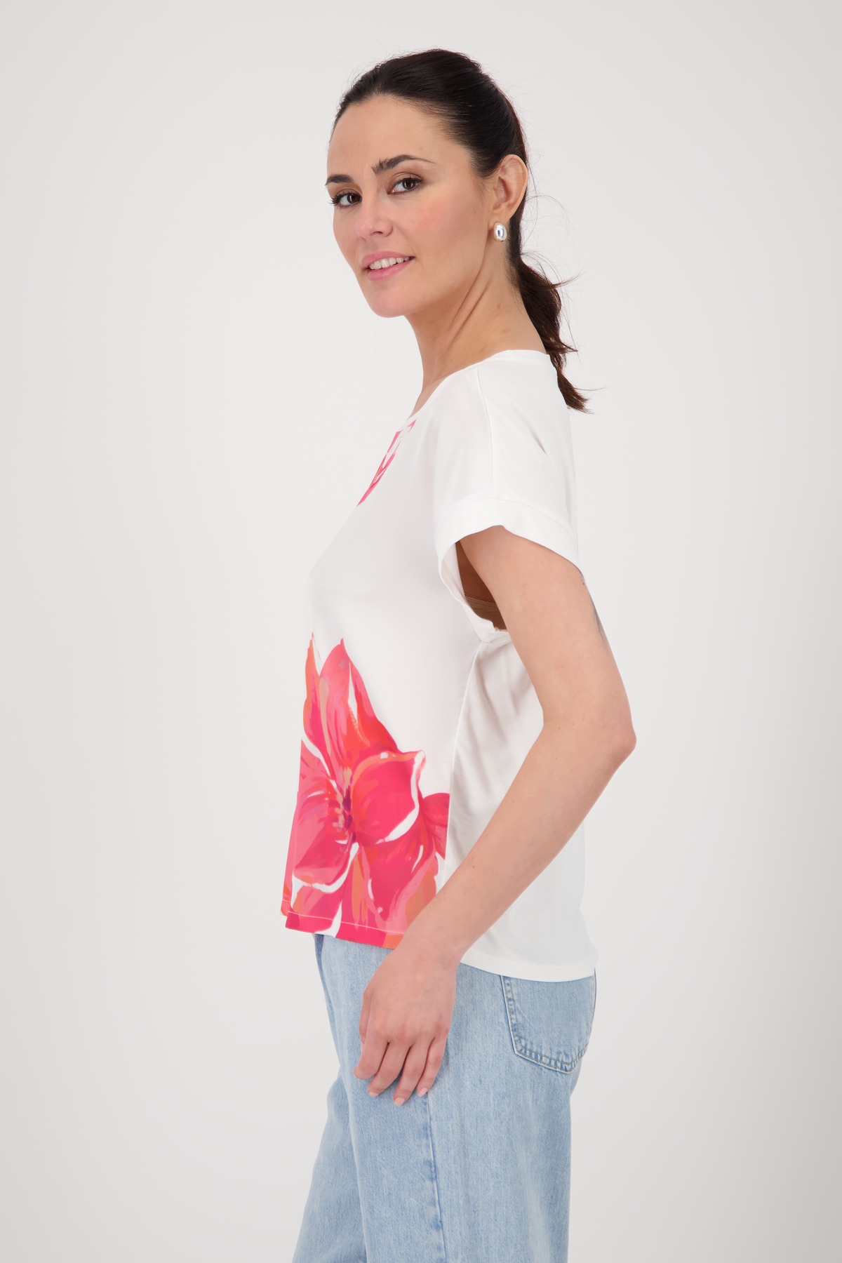 Monari Blusentop »Schluse Blume«, Mit Rundhalsausschnitt