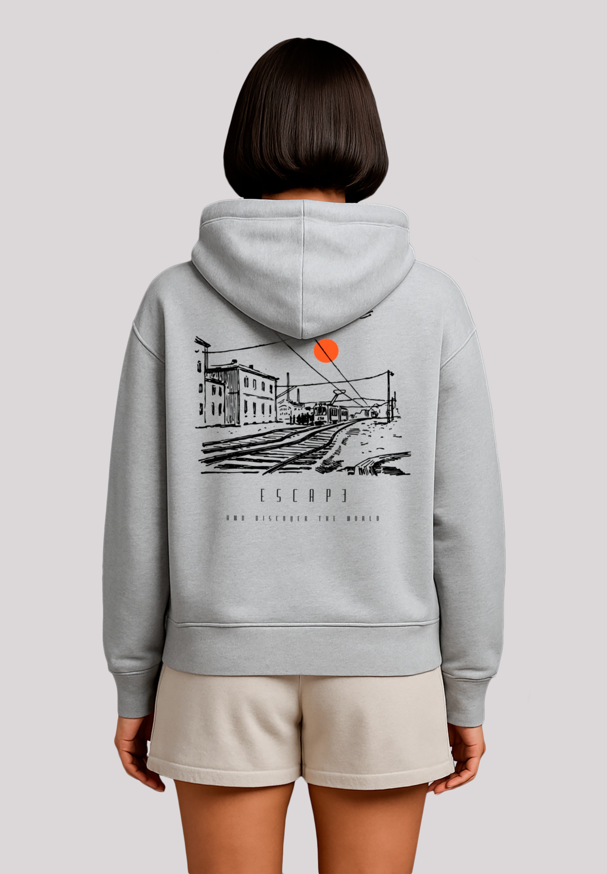 F4NT4STIC Kapuzenpullover "Escape Discover the World Town Train Station", P günstig online kaufen