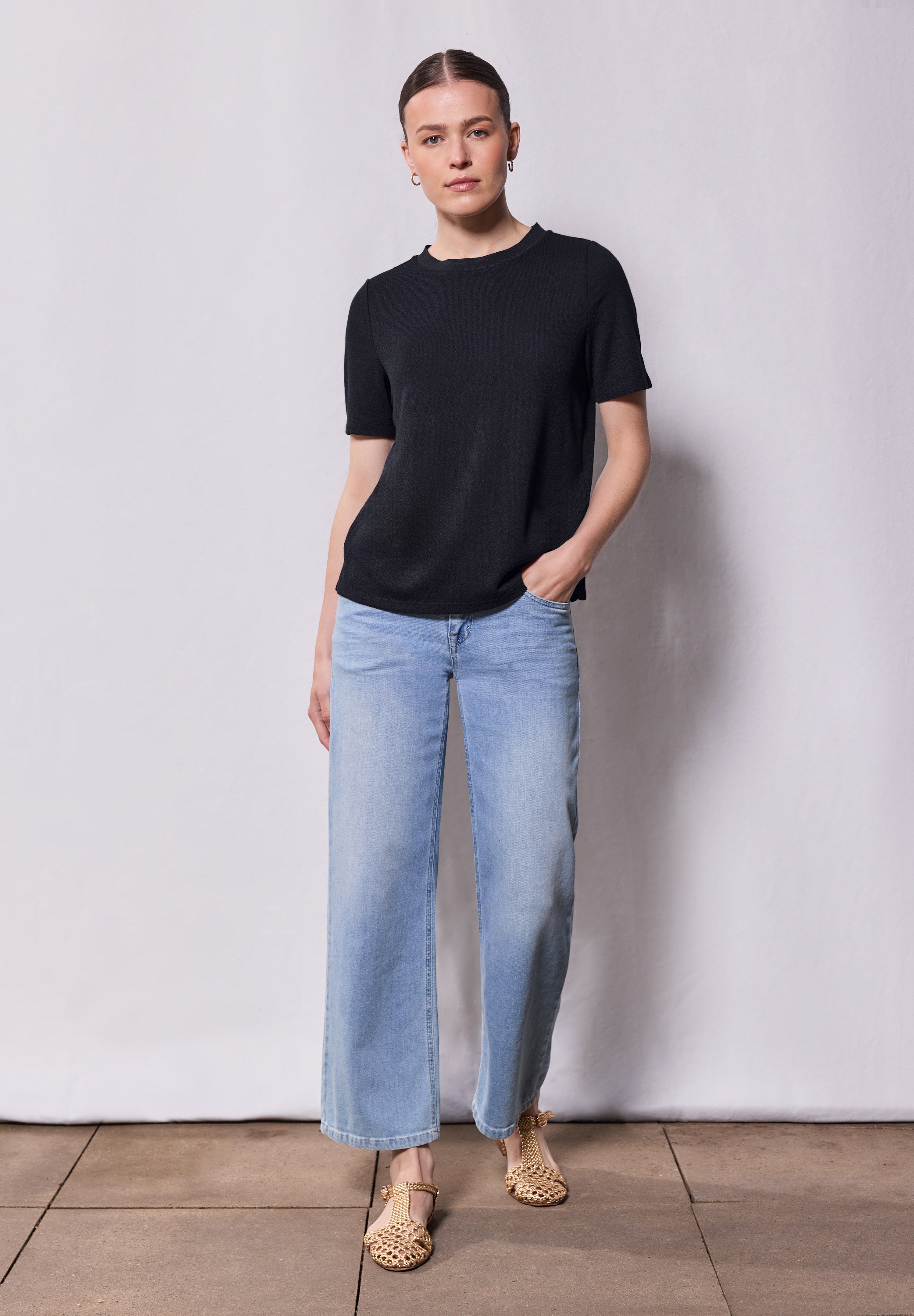 STREET ONE STUDIO T-Shirt, aus elastischem Materialmix