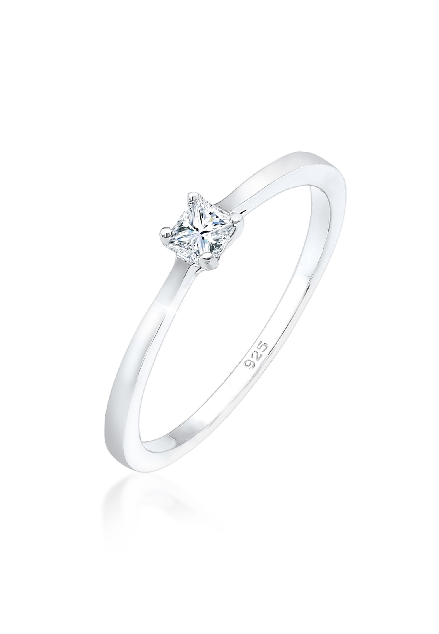 ELLI DIAMONDS Damen Verlobungsring "Ring Diamant 0.1 ct. Solitär Verlobung 925 Silber", 52, Silber 925 (Sterlingsilber), silber, Silber 925