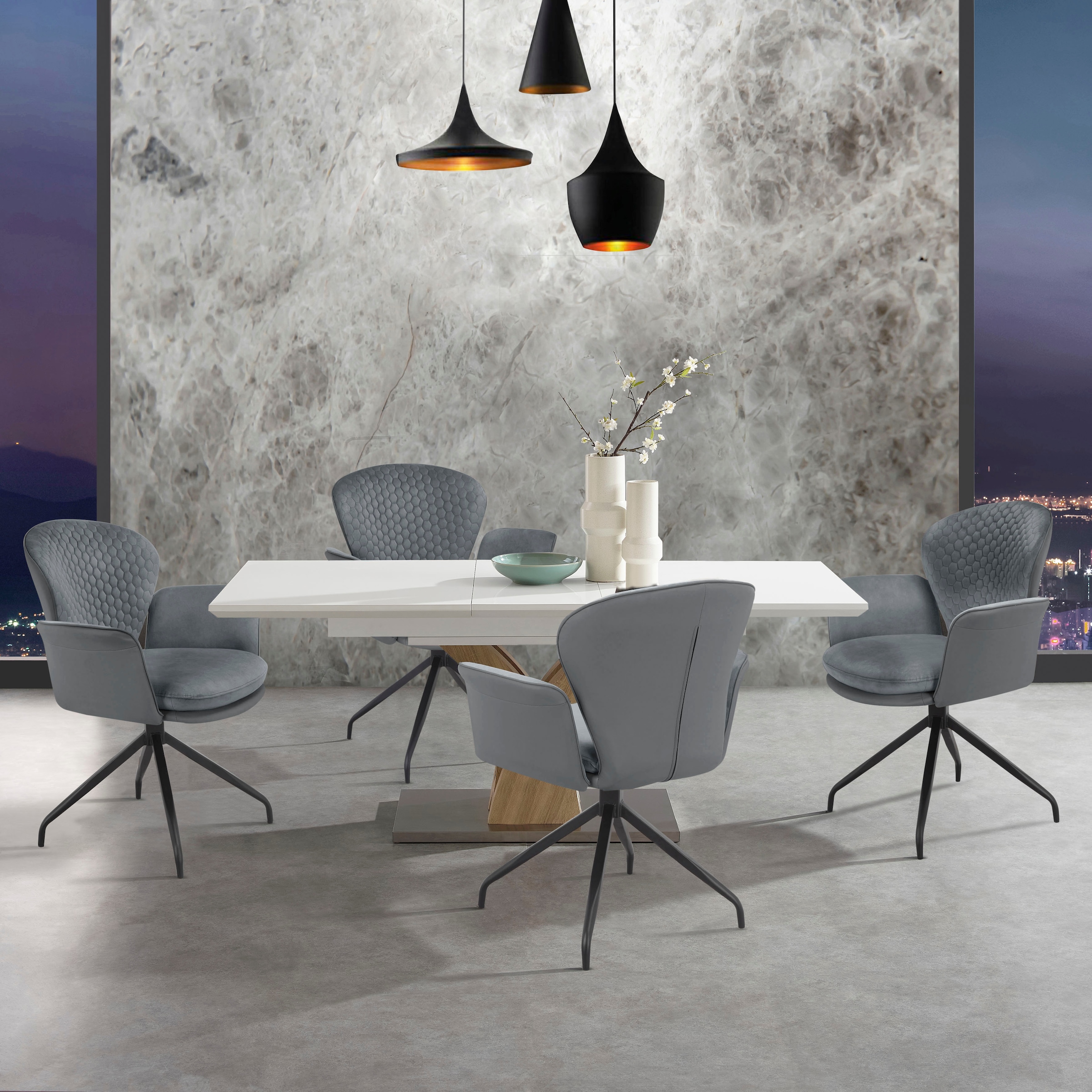 PLACES OF STYLE Esszimmerstuhl "Leonidas" () 2 Stk. Kunstleder  Veloursstof günstig online kaufen