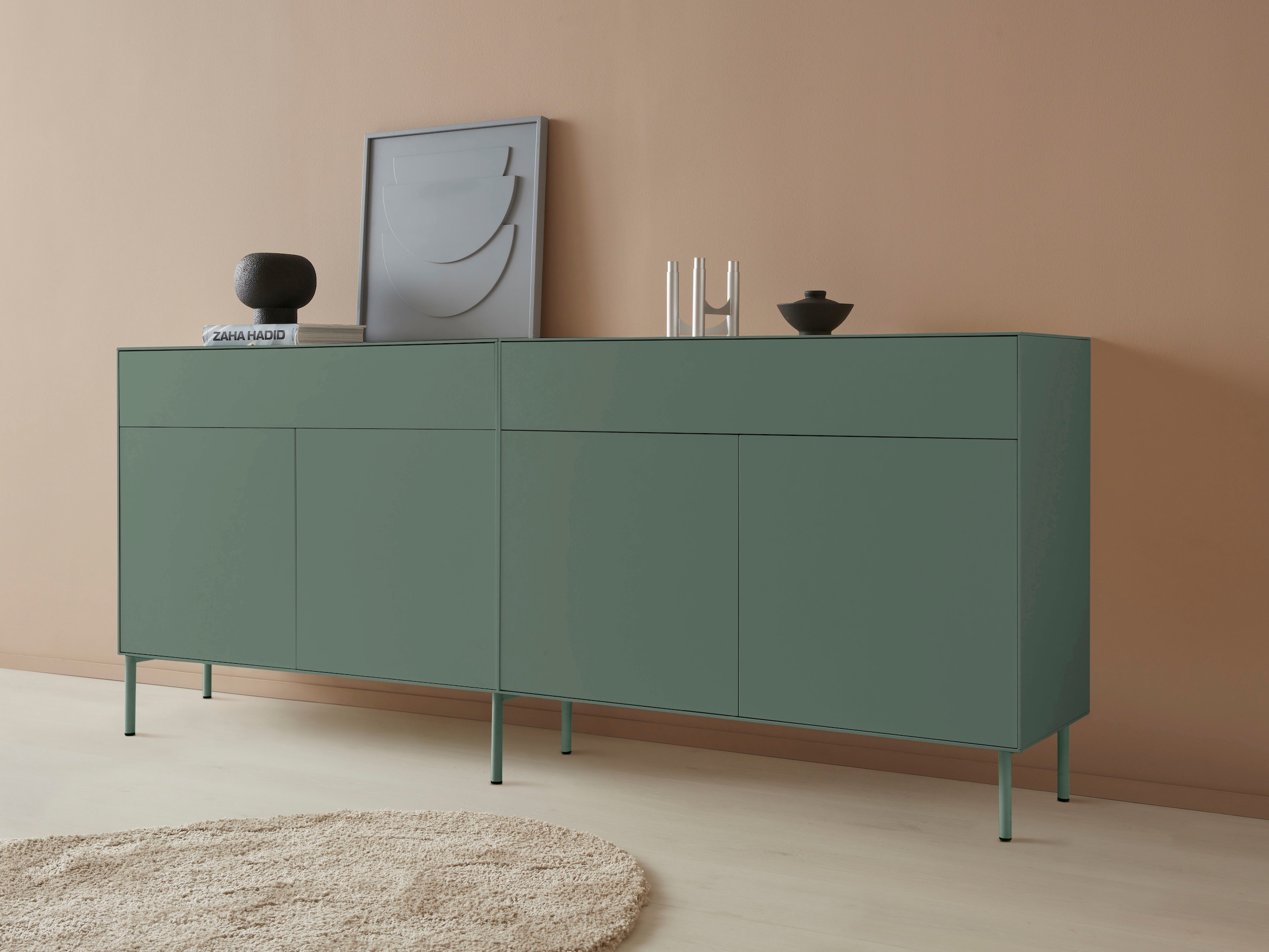 Sideboard »Essentials«, (2 St.), Breite: 224cm, MDF lackiert, Push-to-open-Funktion