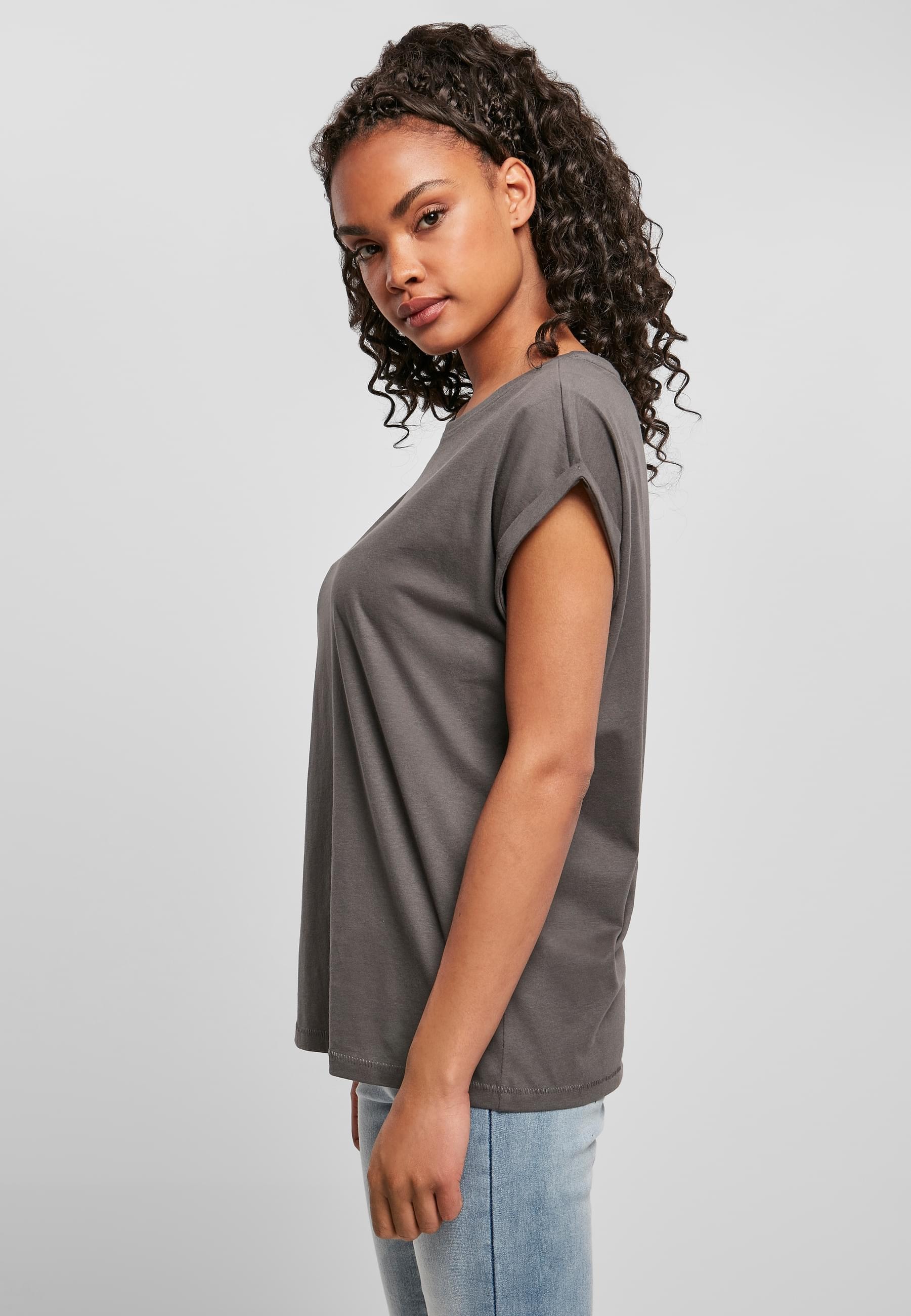 URBAN CLASSICS Kurzarmshirt »Urban Classics Damen Ladies Extended Shoulder Tee«, (1 tlg.)