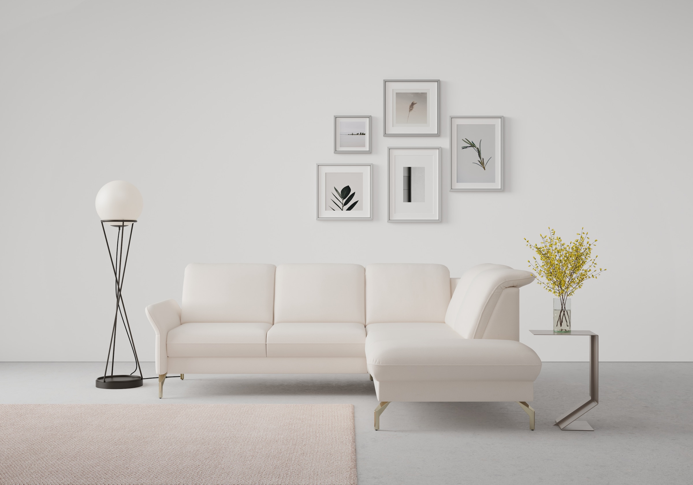sit&more Ecksofa »Fashion L-Form« wahlweise mit Kopfteilverstellung, Vorziehsitz, motorisch, Nickelfüße