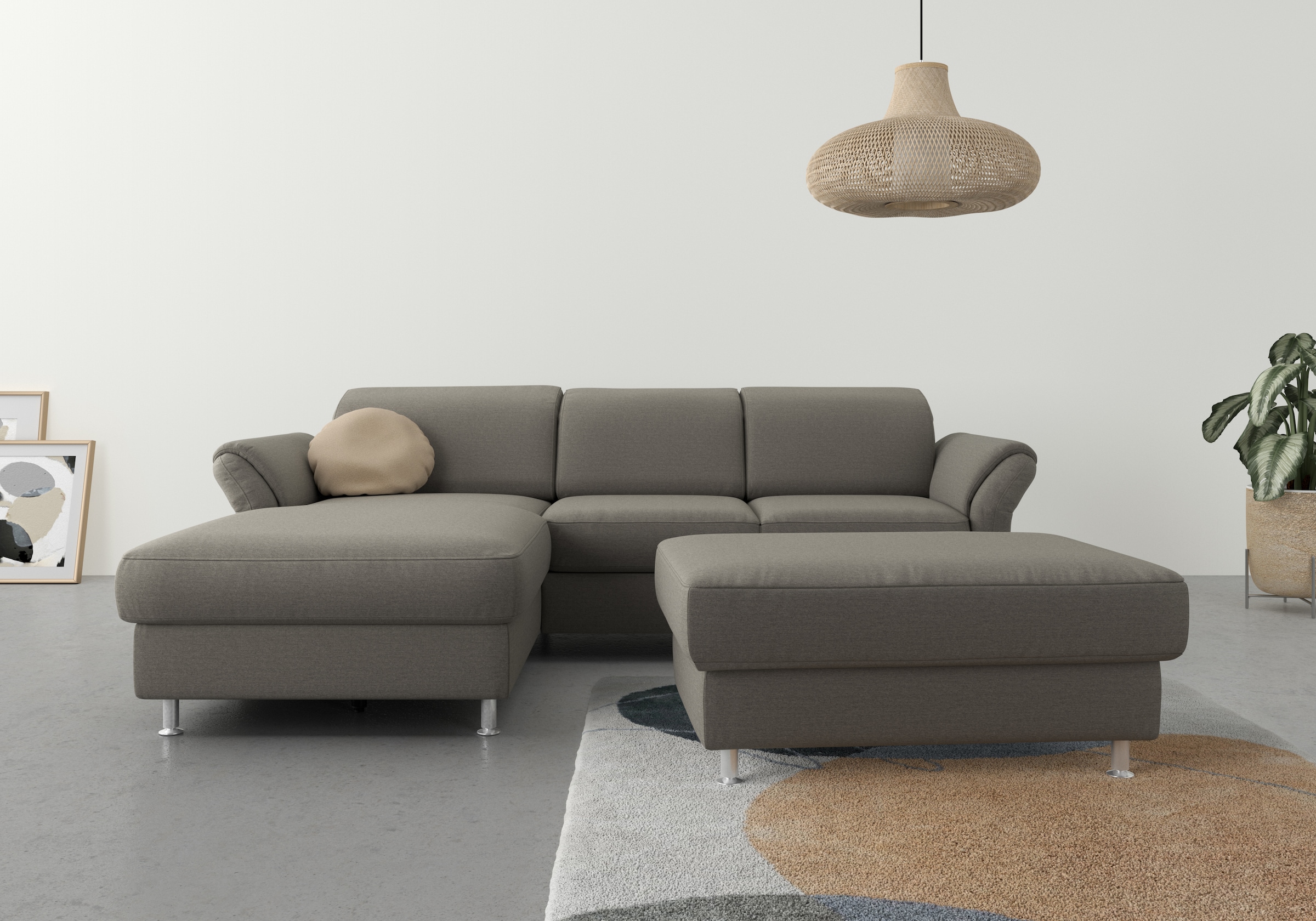 sit&more Ecksofa "Apulia L-Form" wahlweise Schlaffunktion, Bettkasten und Kopf- und Armteilverstellung