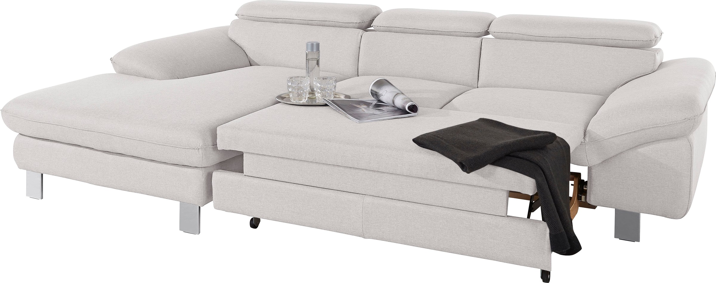 COTTA Polstergarnitur »Driver L-Form«, (Set, 2 tlg.), Set bestehend aus: Ecksofa mit Kopfteilverstellung & Hocker
