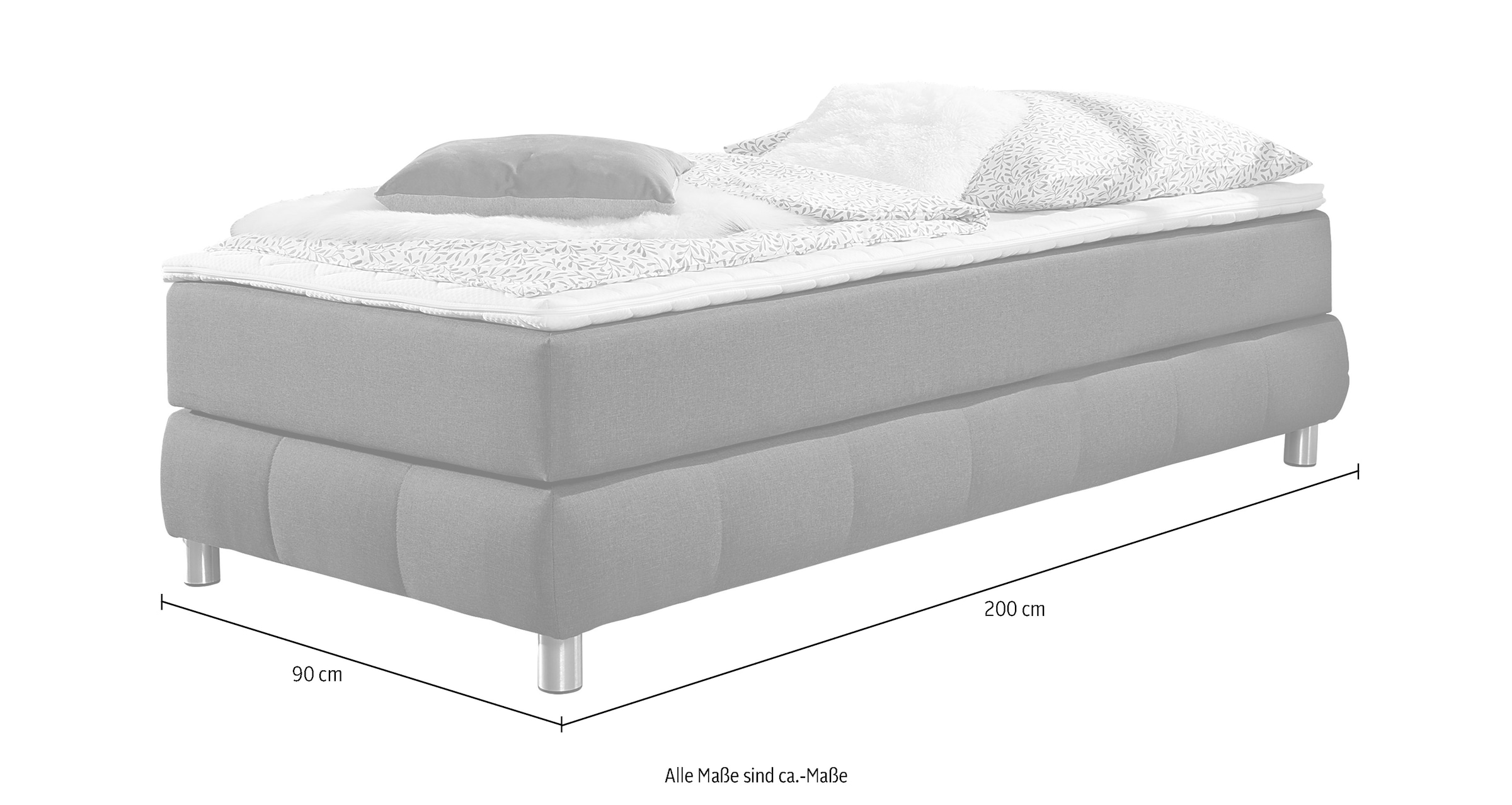 andas Boxspringbett »Salo« Ohne Kopfteil, inkl. Topper, auch in Überlänge 220 cm