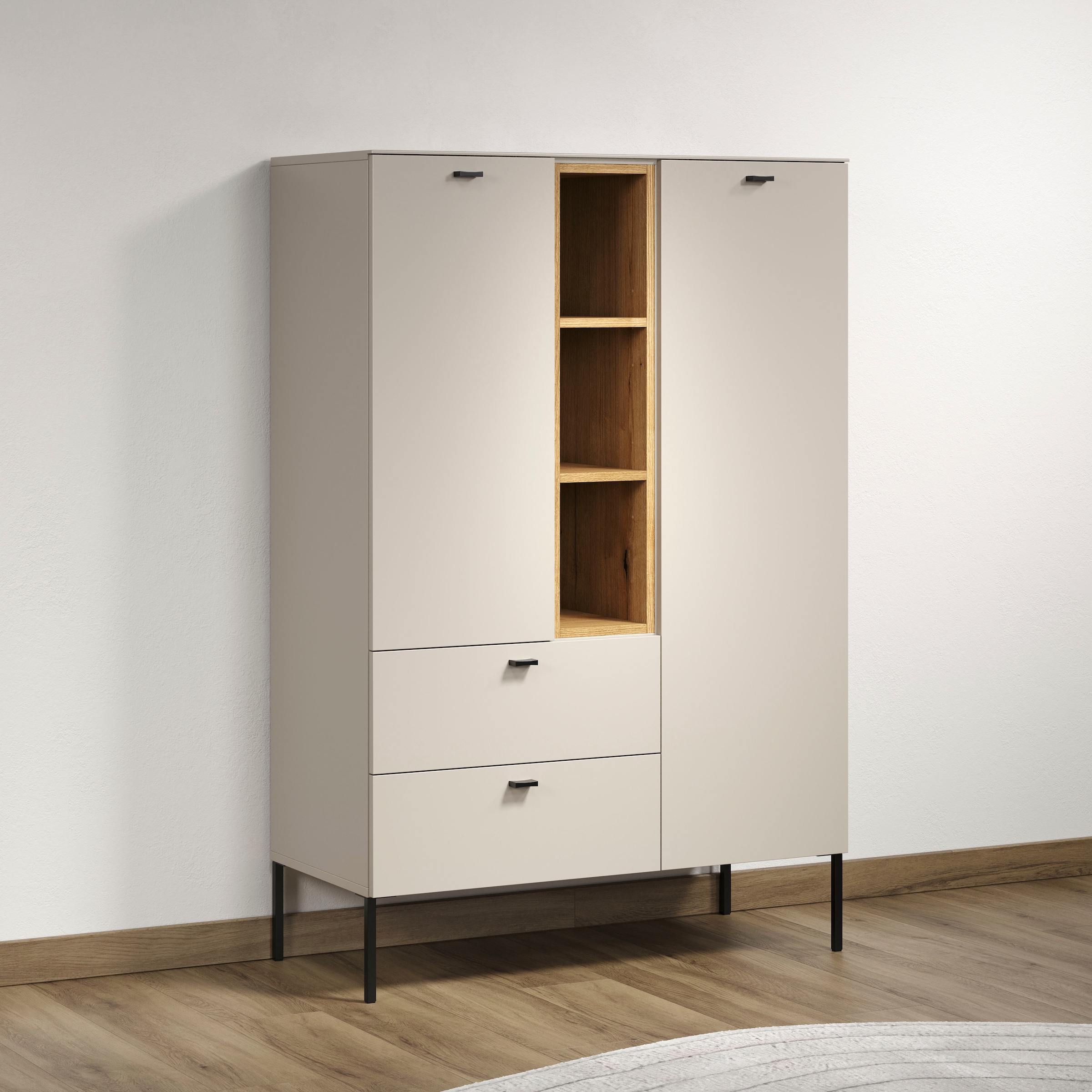 Home affaire Highboard »San Pedro« 1 Stk. tlg. Highboard, 2 Türen, 2 Schubkasten & Soft-Close - (B/T/H) 93/42/140 cm