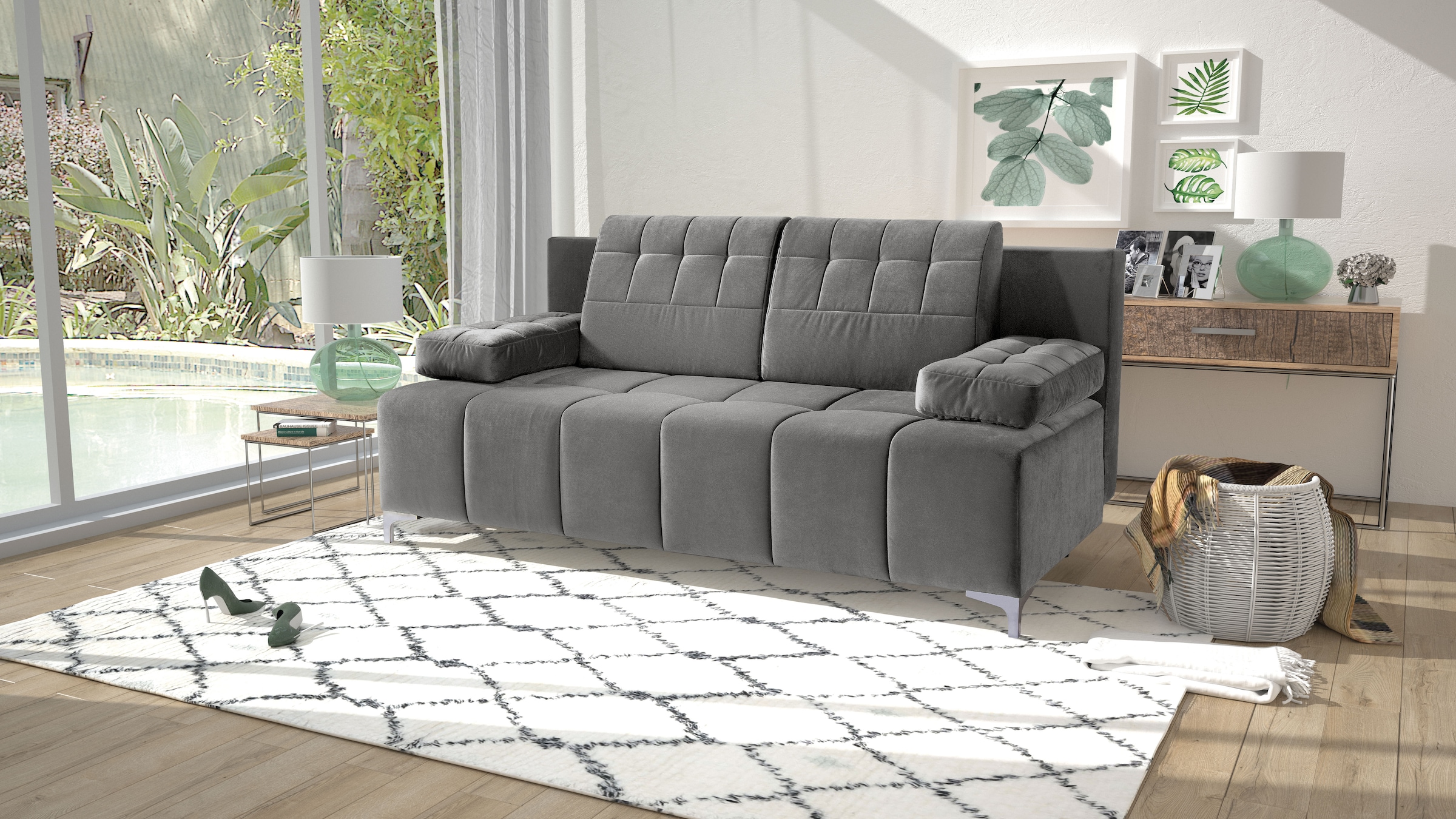 exxpo - sofa fashion 3-Sitzer "Sinus Schlafsofa, Dauerschläfer, Bettkasten, günstig online kaufen