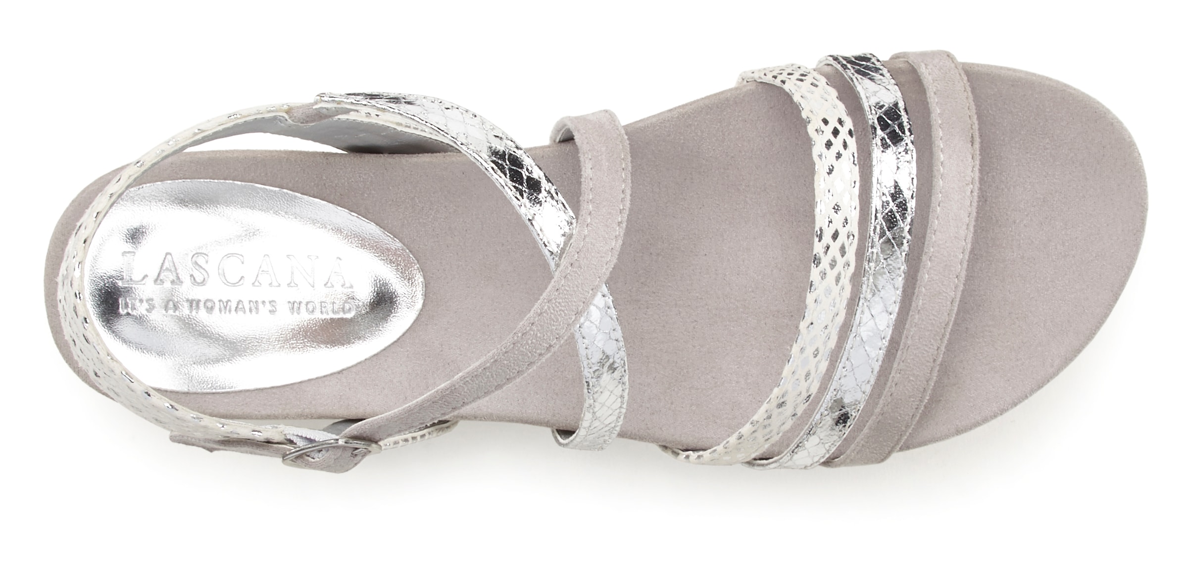 LASCANA Sandale, Sandalette, Sommerschuh mit Metallic-Optik VEGAN