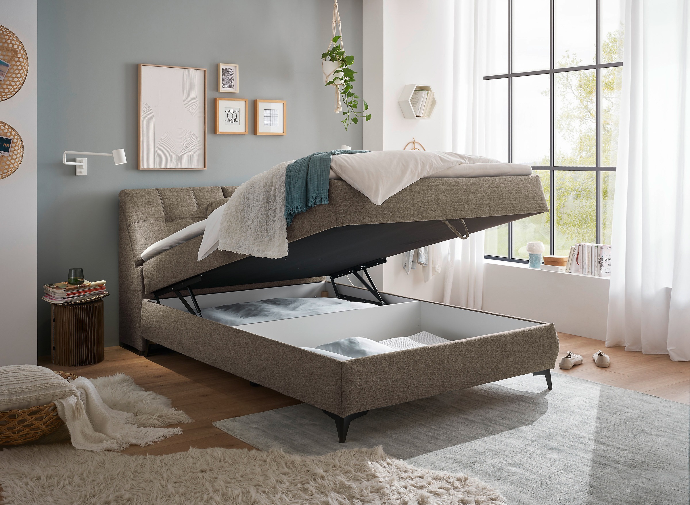 ED EXCITING DESIGN Boxbett »Atlantis«, mit Bettkasten und Stauraum im Kopfteil