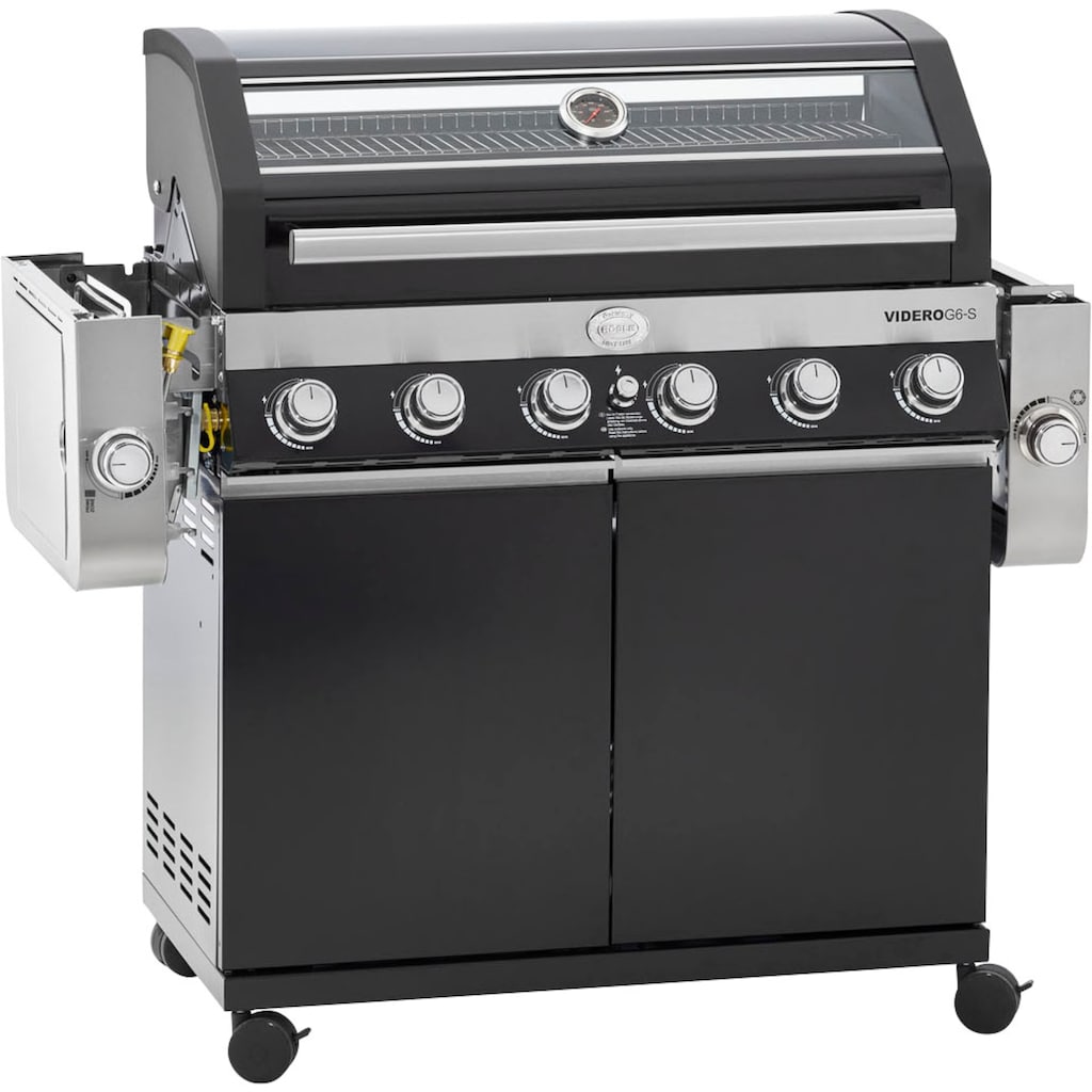 RÖSLE Gasgrill »BBQ-Station VIDERO, 25527«, G6-S Schwarz, 6 Brenner, extra Primezone/Seitenbrenner, VARIO+