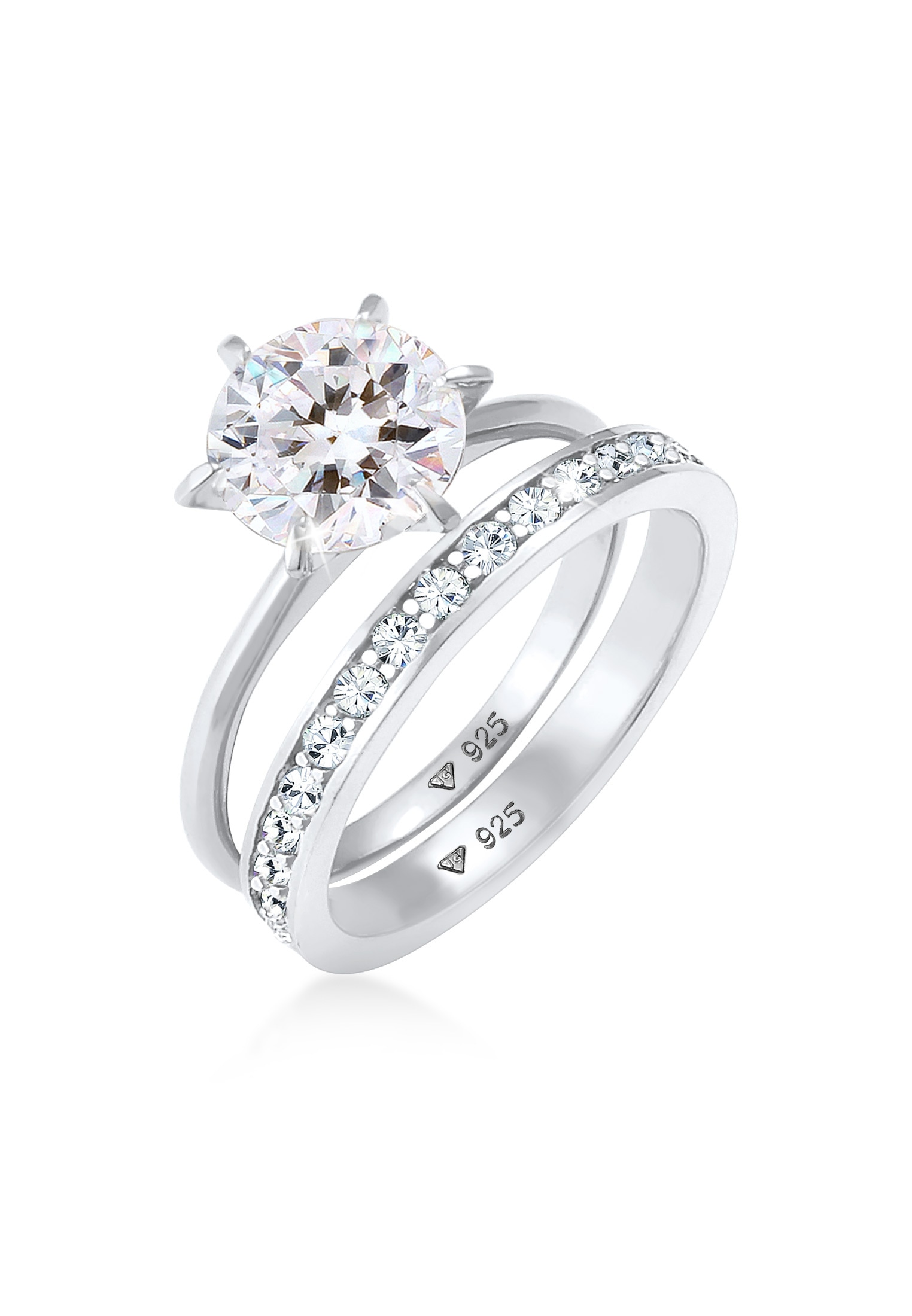 ELLI Eternity Solitaire Ring Silver Size 54
