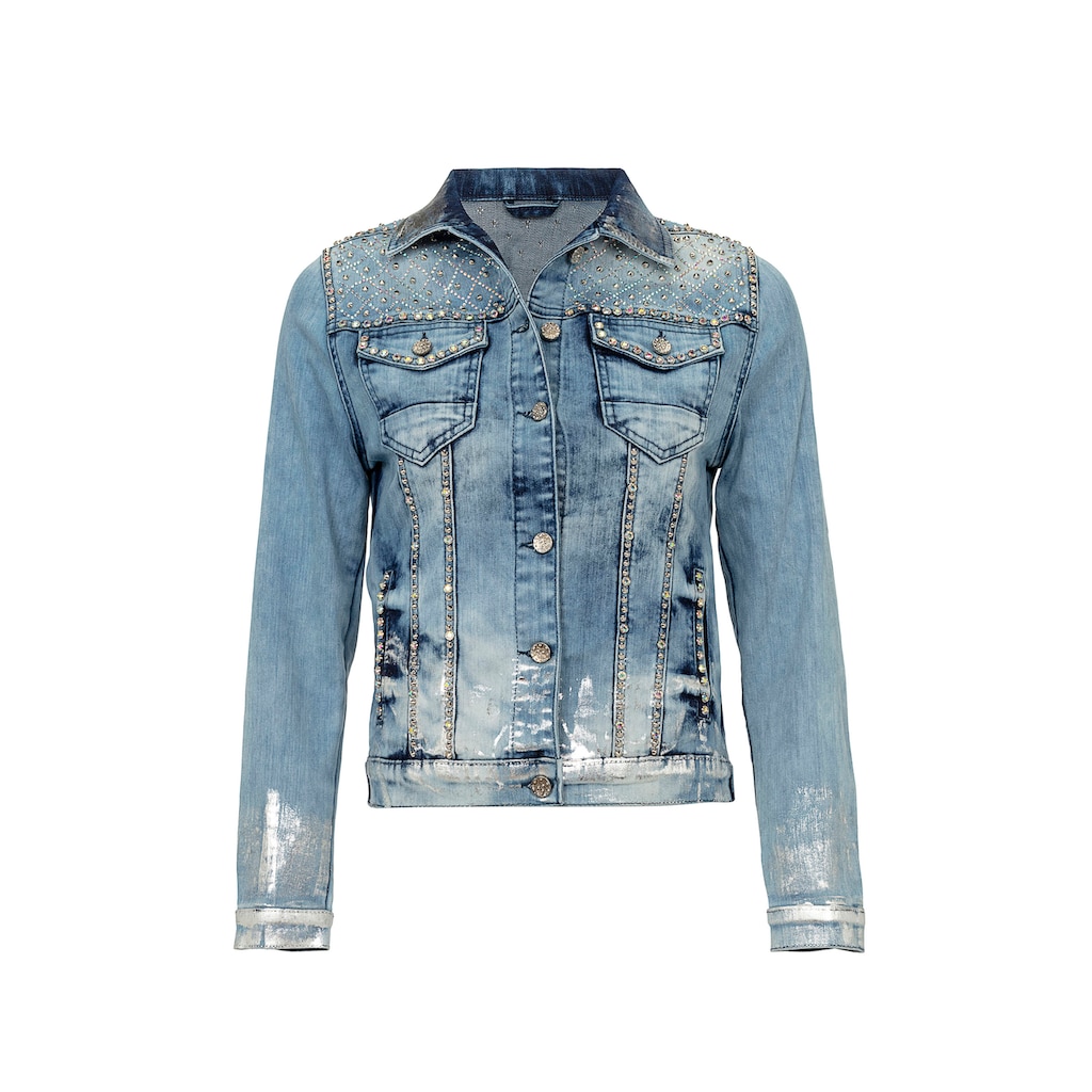 Cipo & Baxx Jeansjacke, mit Pailletten-Logo-Print