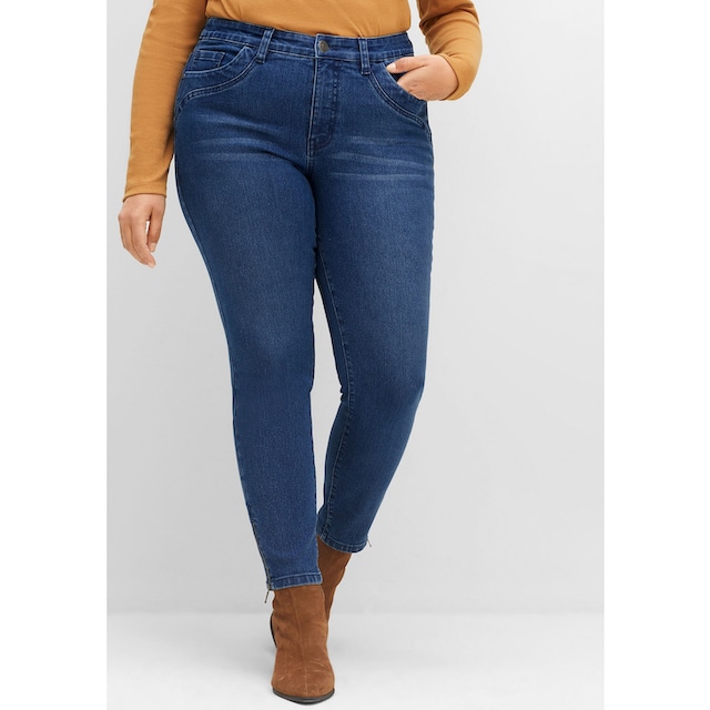 Sheego Stretch-Jeans »Große Größen«, mit Zippern am Saumabschluss online  kaufen | BAUR