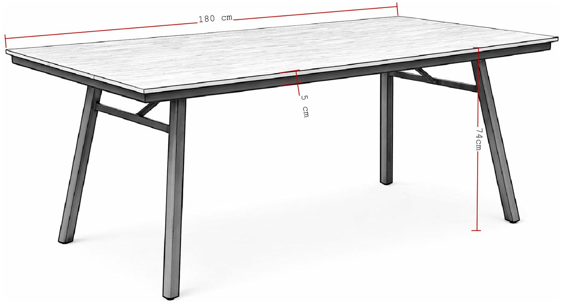 Destiny Garten-Essgruppe »LUCCA SAN MARINO 4 Se + Tisch RE 180x90cm, grau« Set,  Aluminium, Rope, Polywood