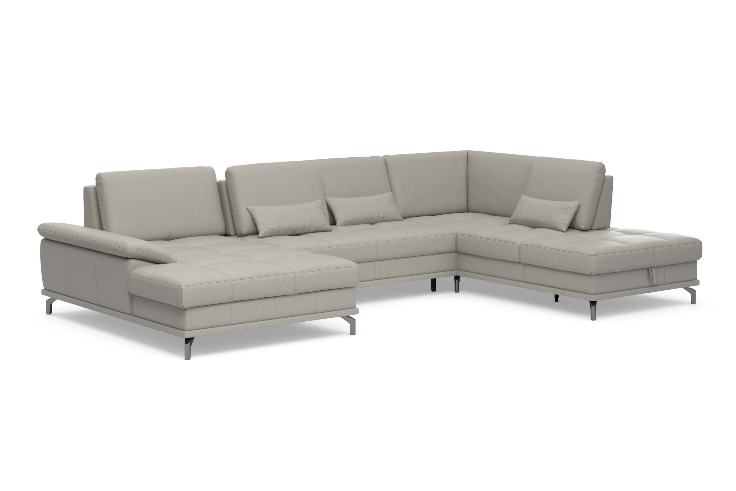 Places of Style Wohnlandschaft »Costello U-Form, mit Sitztiefenverstellung, Armteilverstellung und«, 3 Nierenkissen, optional Bettfunktion und Bettkasten