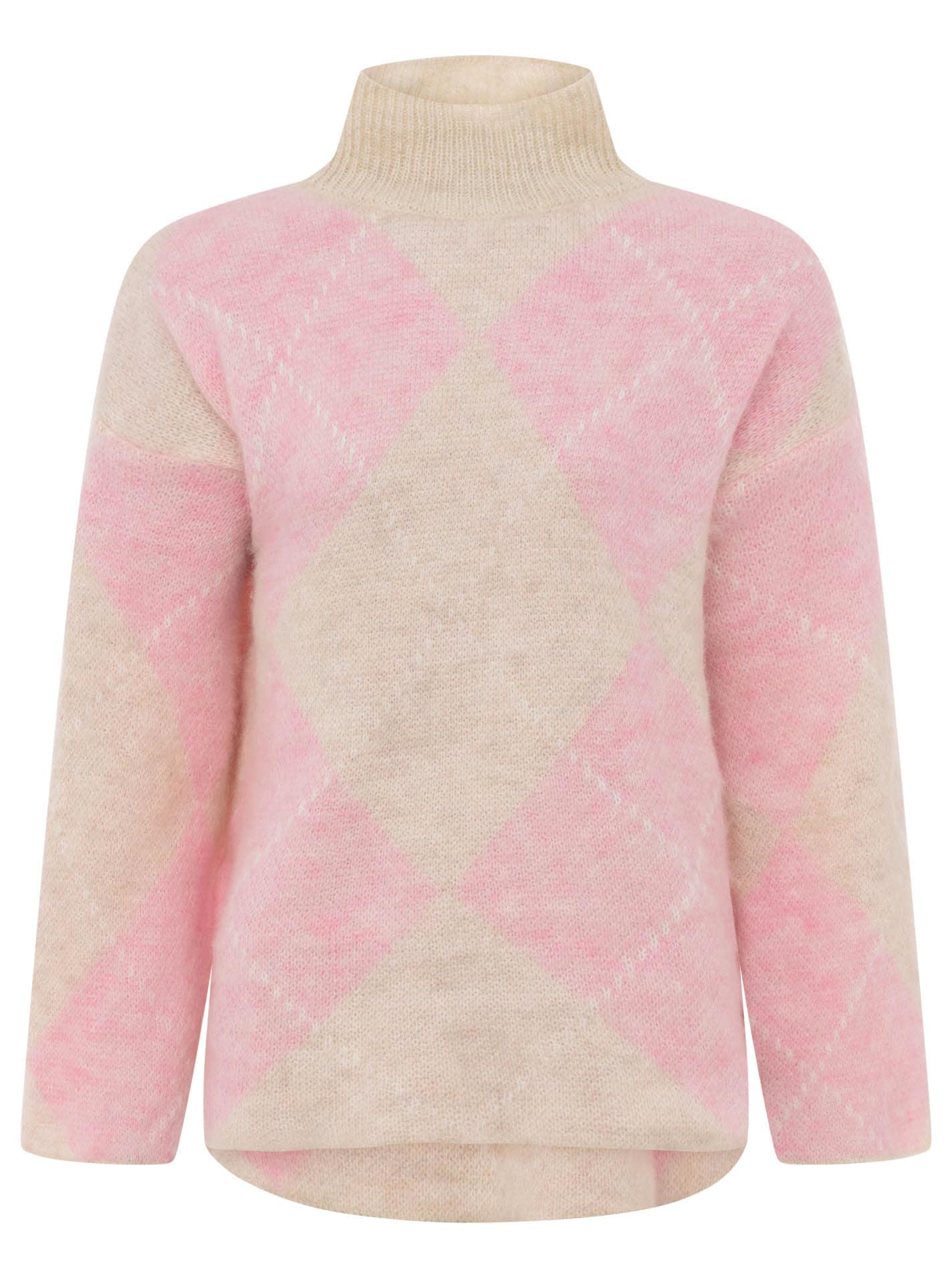 Zwillingsherz Rollkragenpullover »"Argyle"« großes Rautenmuster, hoher Kragen, Strick, One Size