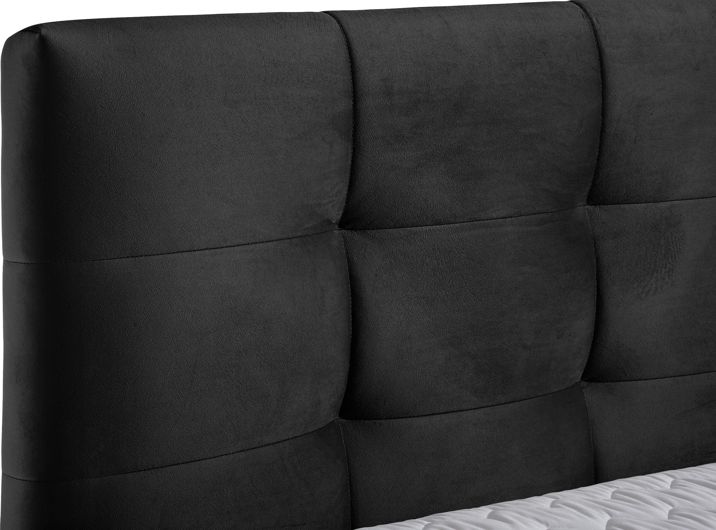 andas Boxspringbett »Salo XXL«, in Samtoptik oder Struktur, 6 Breiten in Überlänge 220cm, 4 Härtegrade