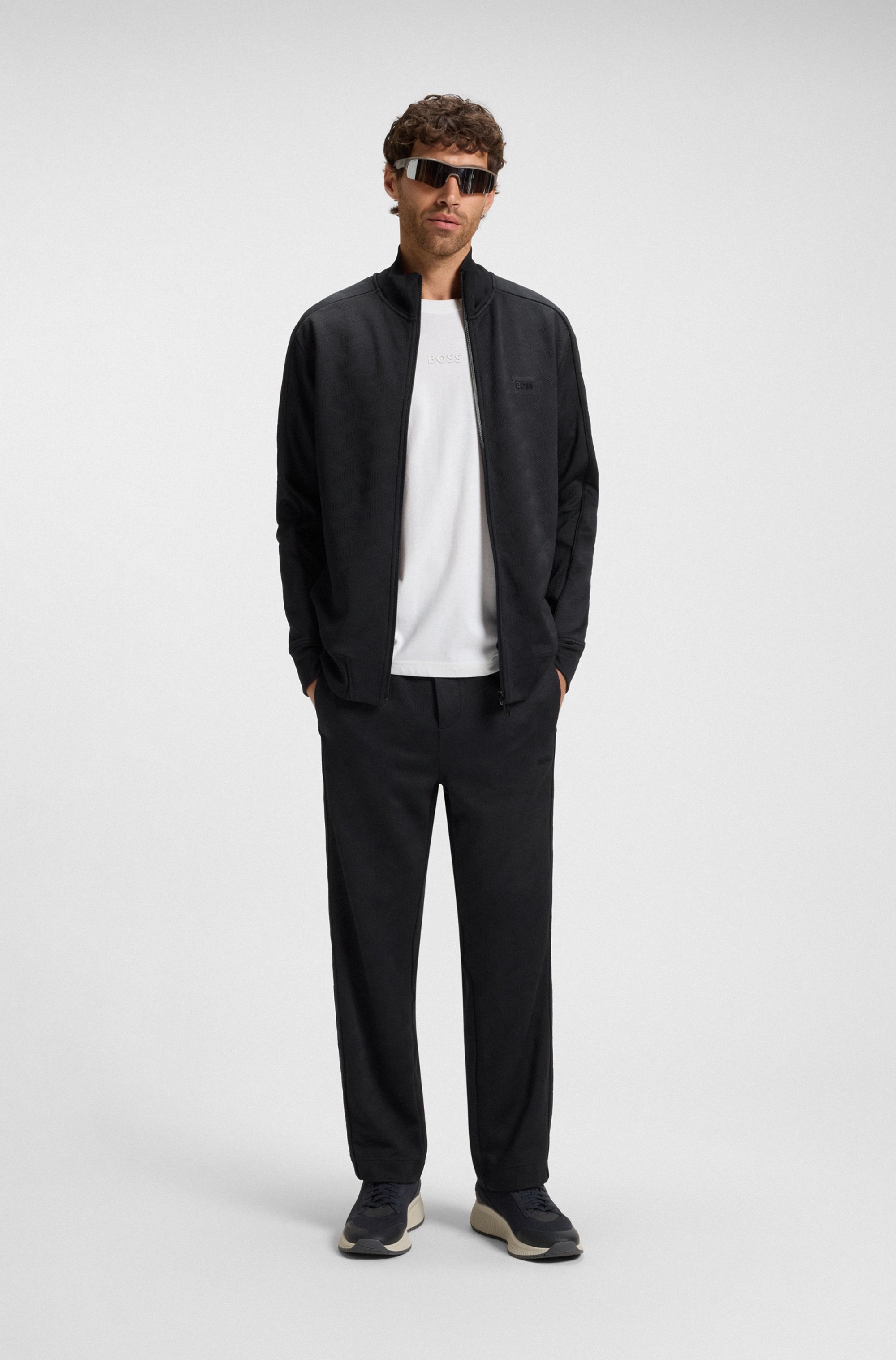 Thumbnail - BOSS GREEN Sweatjacke "Mirror" Flachstrickkragen, regular fit, Reißverschluss, gesteppter Jacquard