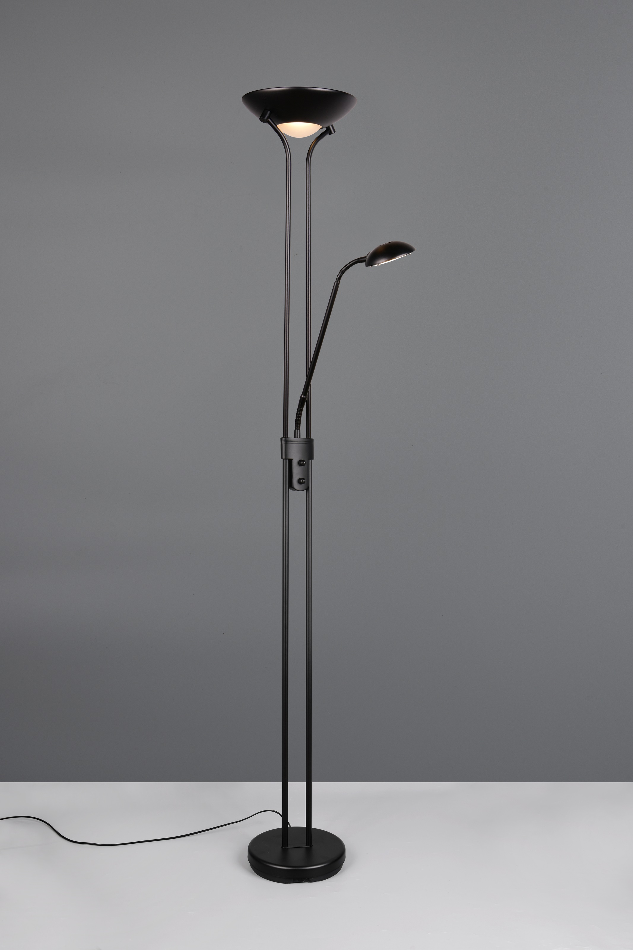 REALITY Leuchten LED Stehlampe »SPOCK, LED Fluter mit flexiblem Lesearm, dimmbar, getrennt schaltbar« LED-Board 1 Stk. Warmweiß Höhe 180cm Ø 25cm, Auslage Lesearm 50cm, 19W 2200 Lumen 3000K warmweiß