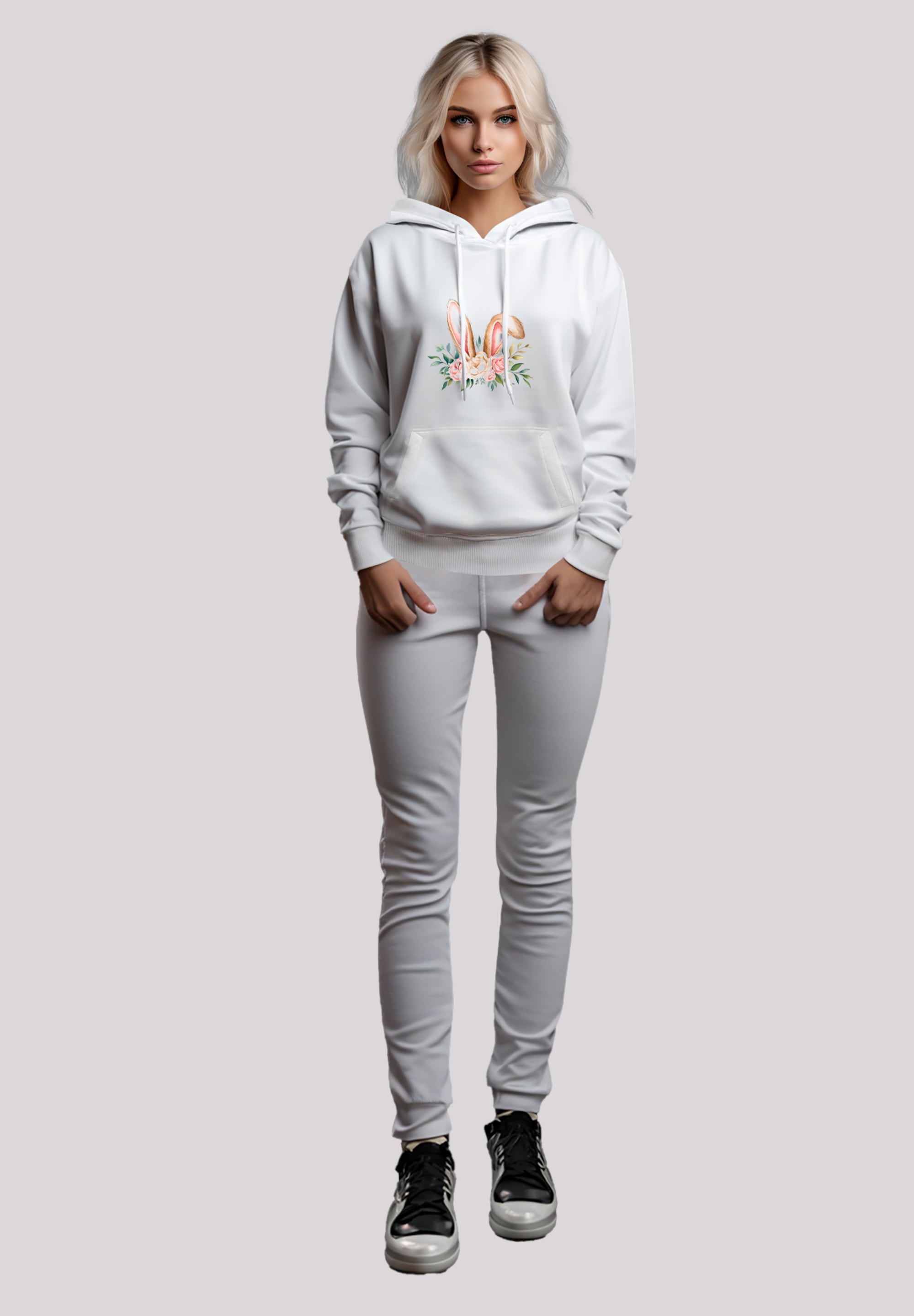 F4NT4STIC Kapuzenpullover »Blumen Osterhasen Ohren Dekor«, Premium Qualität