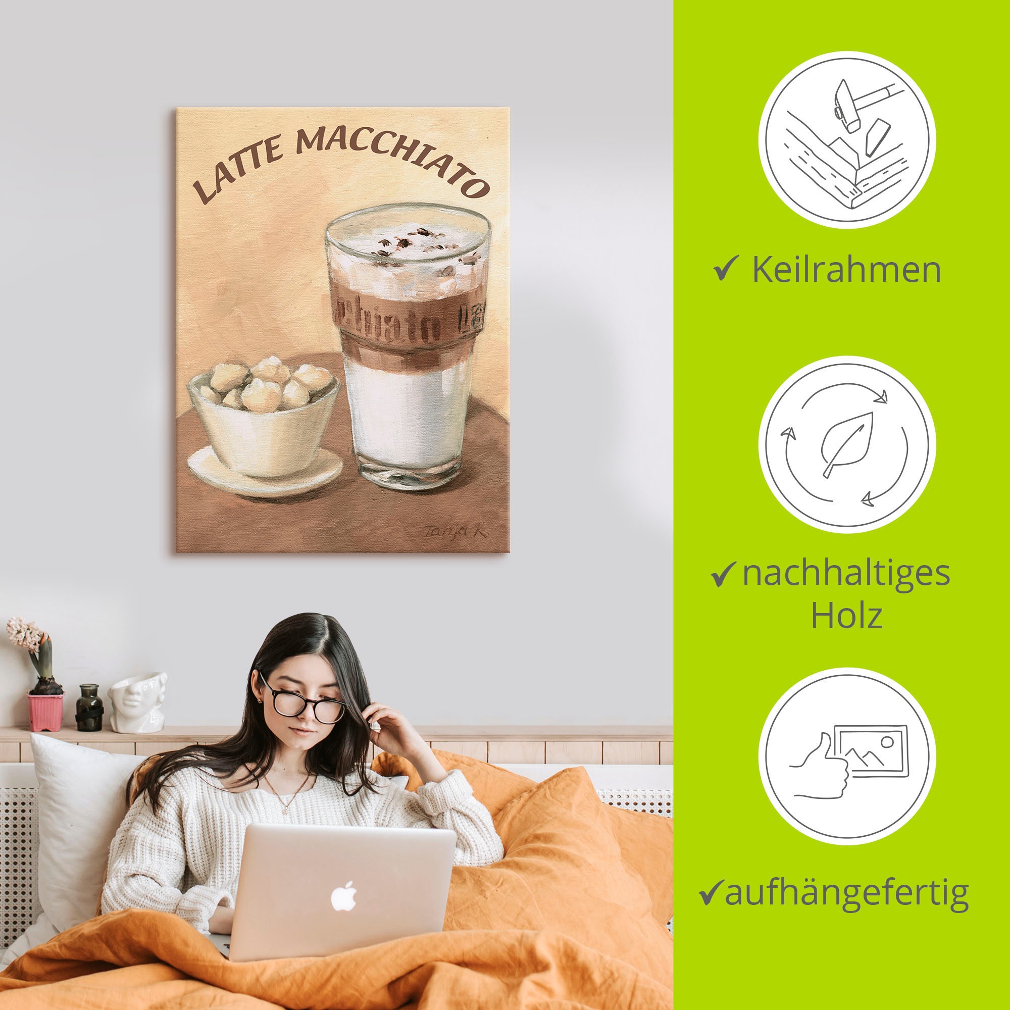 Artland Wandbild »Latte Macchiato«, Getränke, (1 St.), als Leinwandbild, Poster, Wandaufkleber in verschied. Größen