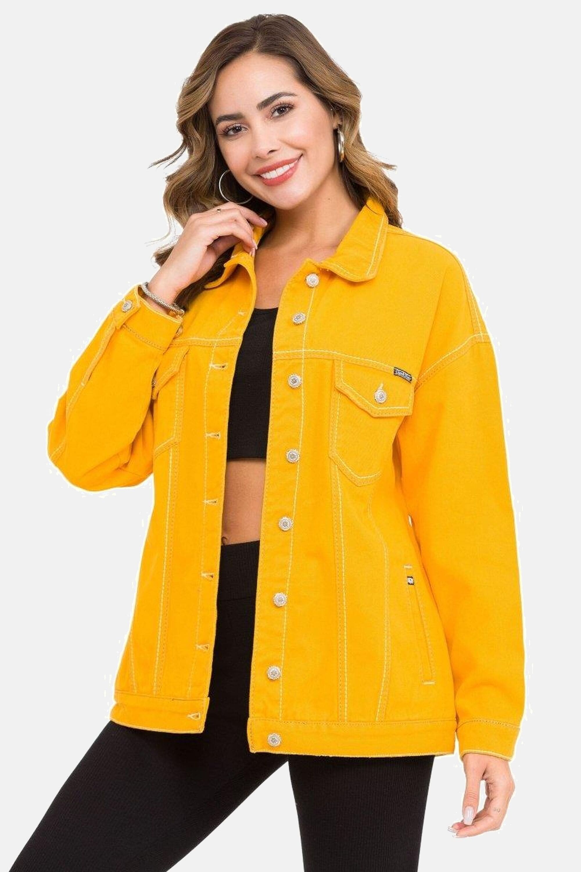 Cipo & Baxx "Jeansjacke" ohne Kapuze mit stylischen auffälligen Elementen, WJ211