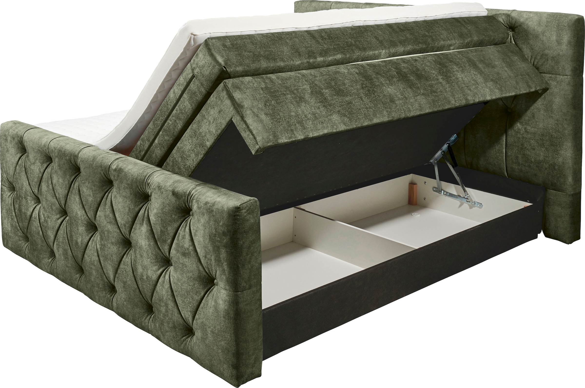 ED EXCITING DESIGN Boxspringbett »Hammonton«, inkl. Topper mit Klimaband und 2 versteckten Bettkästen