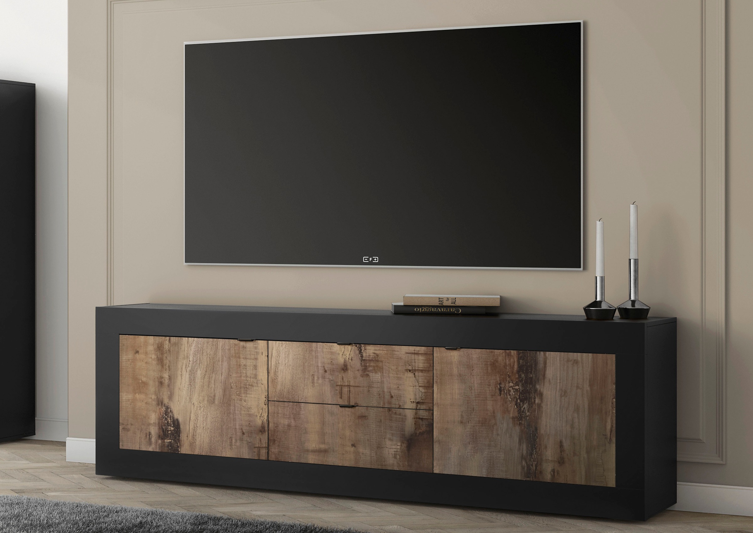 Home affaire Lowboard "Basic Breite 210 cm, TV-Board 2 Türen, 2 Schubkästen günstig online kaufen