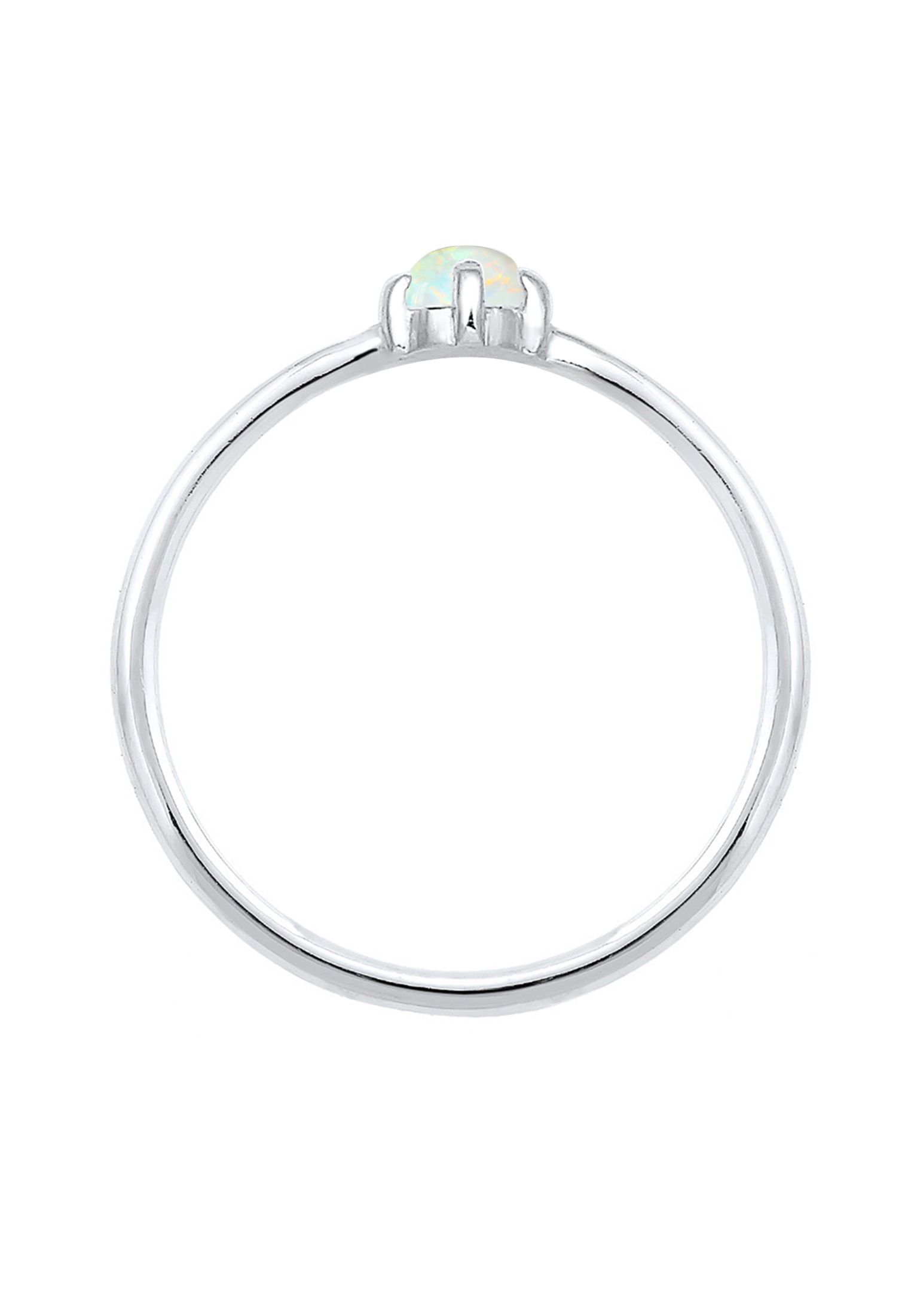 Fingerring ELLI "Silberring mit synth. Opal rund 925er Silber" Gr. 54, silber, Fingerringe, Damen, 54mm,mit Steinen, Silber 925 (Sterlingsilber), 1mm, Fingerring 2