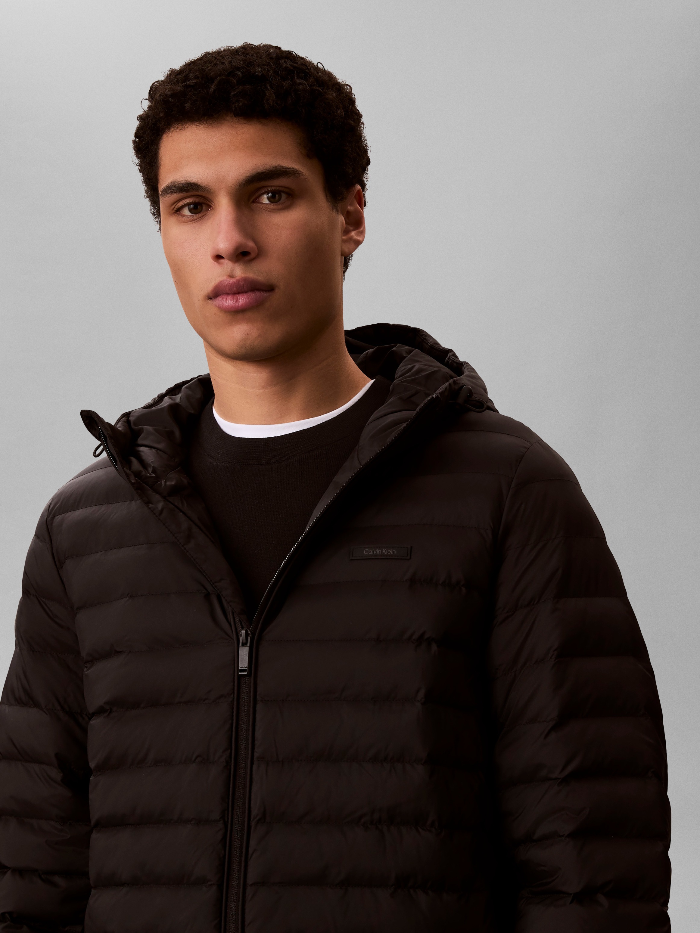 Calvin Klein LS Hooded Nylon Channeled Puffer Jacket Black M 3