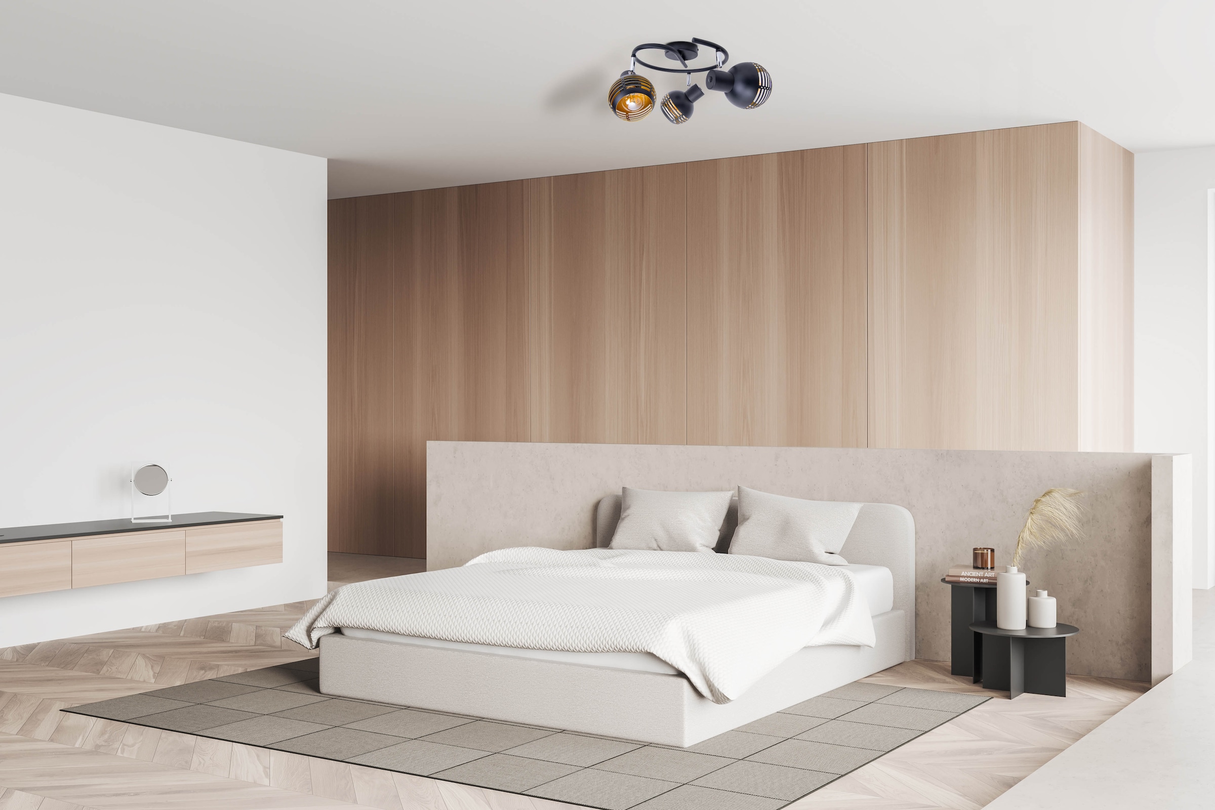 näve Deckenspots »Casco« E27 1 Stk. 3er Wand-/Deckenrondell schwarz, innen golden, exkl. 3x E27, D: 48cm