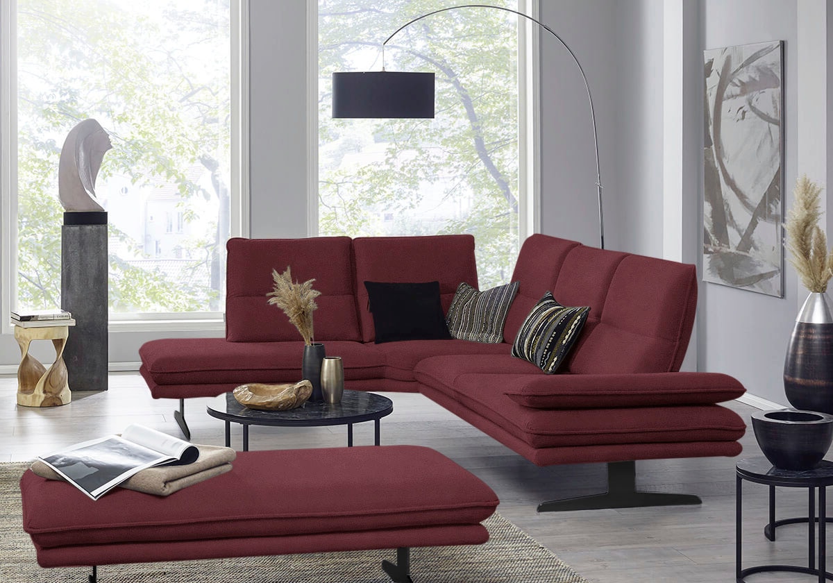 W.SCHILLIG Ecksofa "broadway, Designsofa, toller Sitzkomfort, zeitlos, elegant, L-Form" Sitztiefenverstellung, Kopfteil- & Seitenteilverstellung, Breite 284cm
