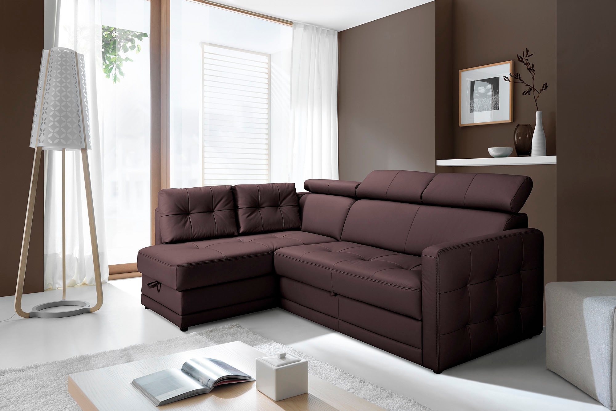 exxpo - sofa fashion Ecksofa »Arles, bequeme Federkernunterfederung, OTTOs Choice, L-Form«, wahlweise mit Bettfunktion und Bettkasten, inkl. Kopfteilverstellung