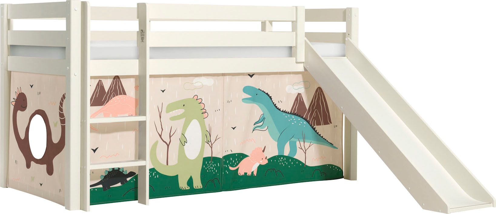 Vipack Spielbett "Pino, Kiefer massiv, mit Rolllattenrost u. Textil-Set, Ma günstig online kaufen